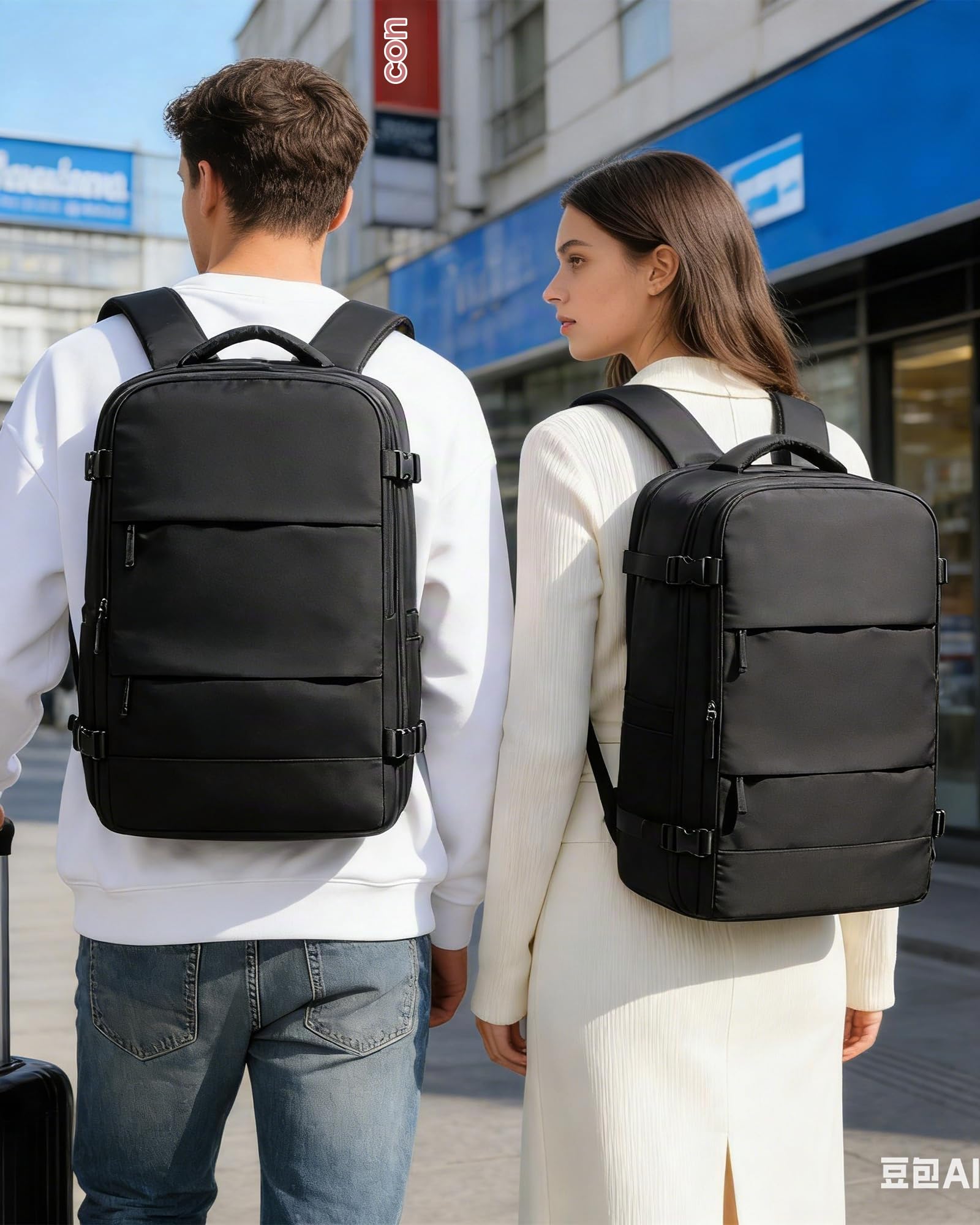 HPLQQ Mochila Viaje Cabina Avion para Easyjet Mochilas de Vacío con Bomba Bolsa de Cabina Equipaje de Mano para Mujer Mochila de Senderismo Mochila Impermeable Cabina Mochila,E01-Negro