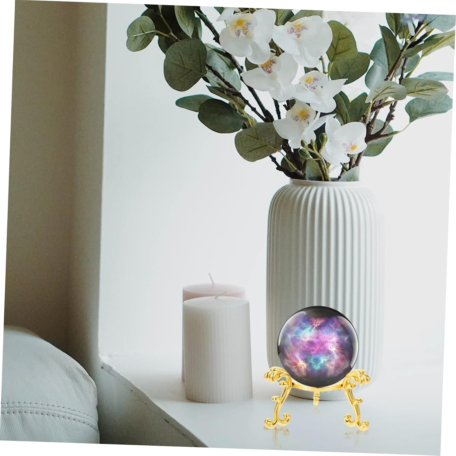 VICASKY 2Pcs Small Gold Alloy Crystal Ball Display Base Stand Decorative Pedestal for Showcasing Crystals and Spheres for Home Decor and Collectibles