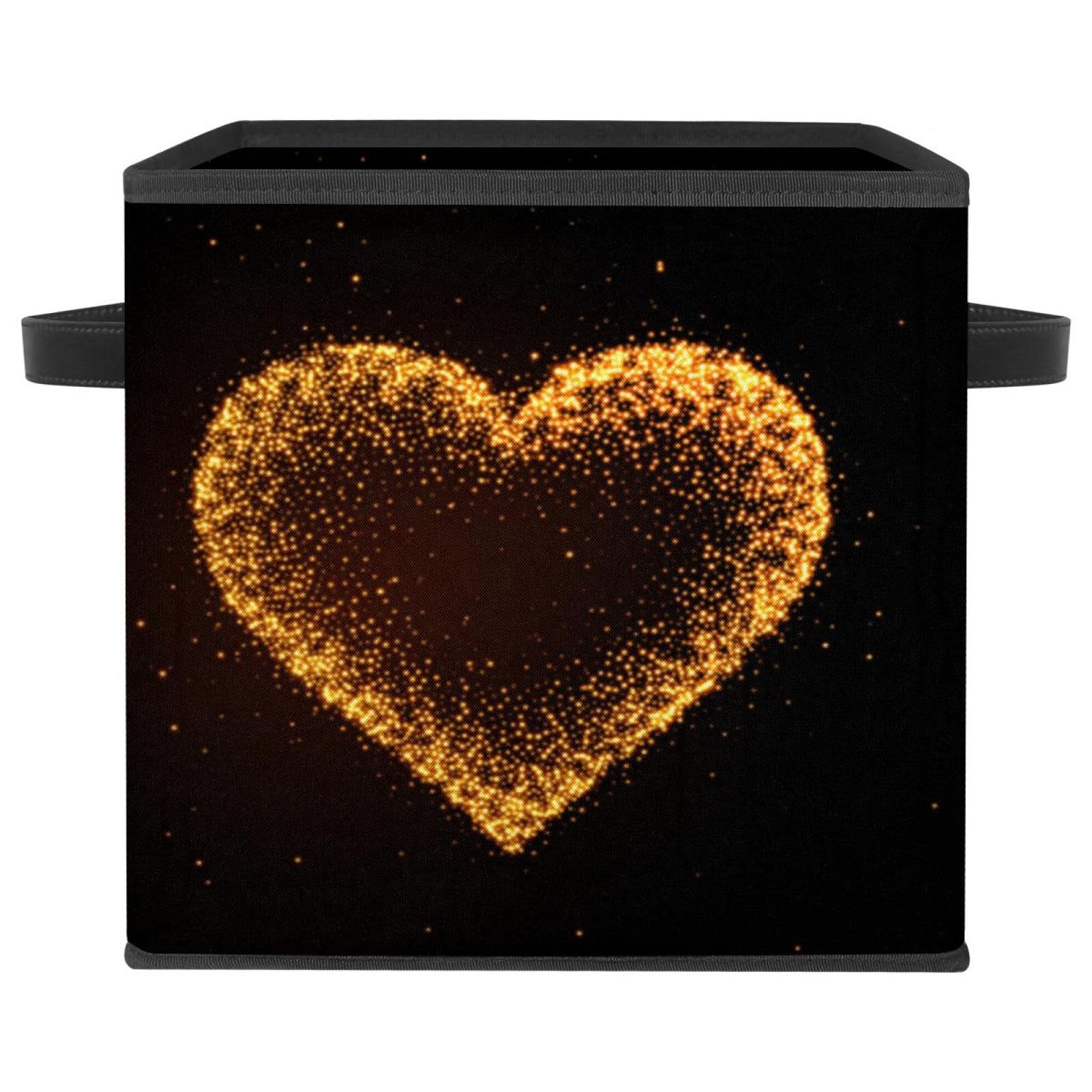 Boîte de rangement pliable à cœur pailleté doré brillant pour maison élégante