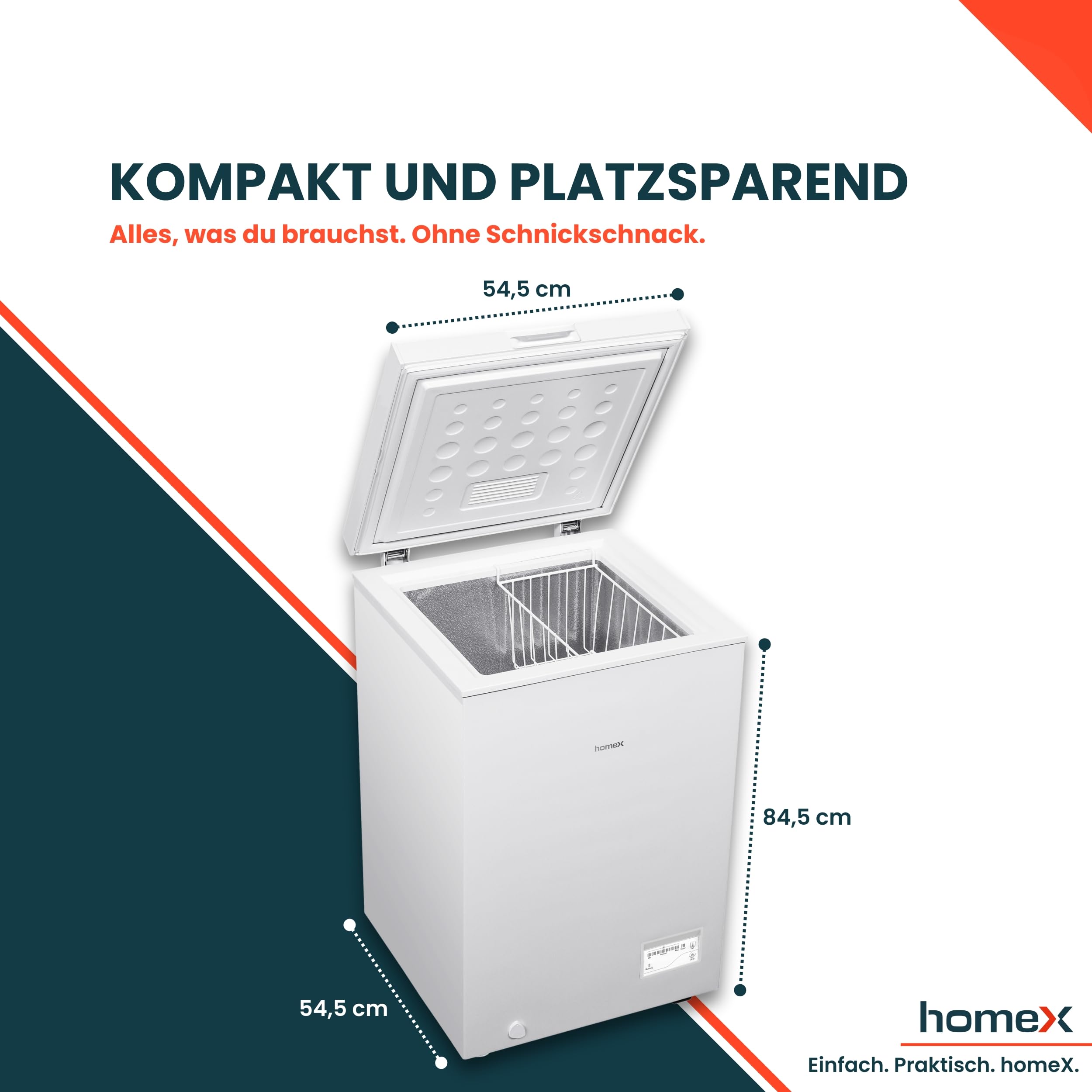 homeX Gefriertruhe 98L 4-Sterne Super-Frost-Funktion LED-Display weiß FT1020-W