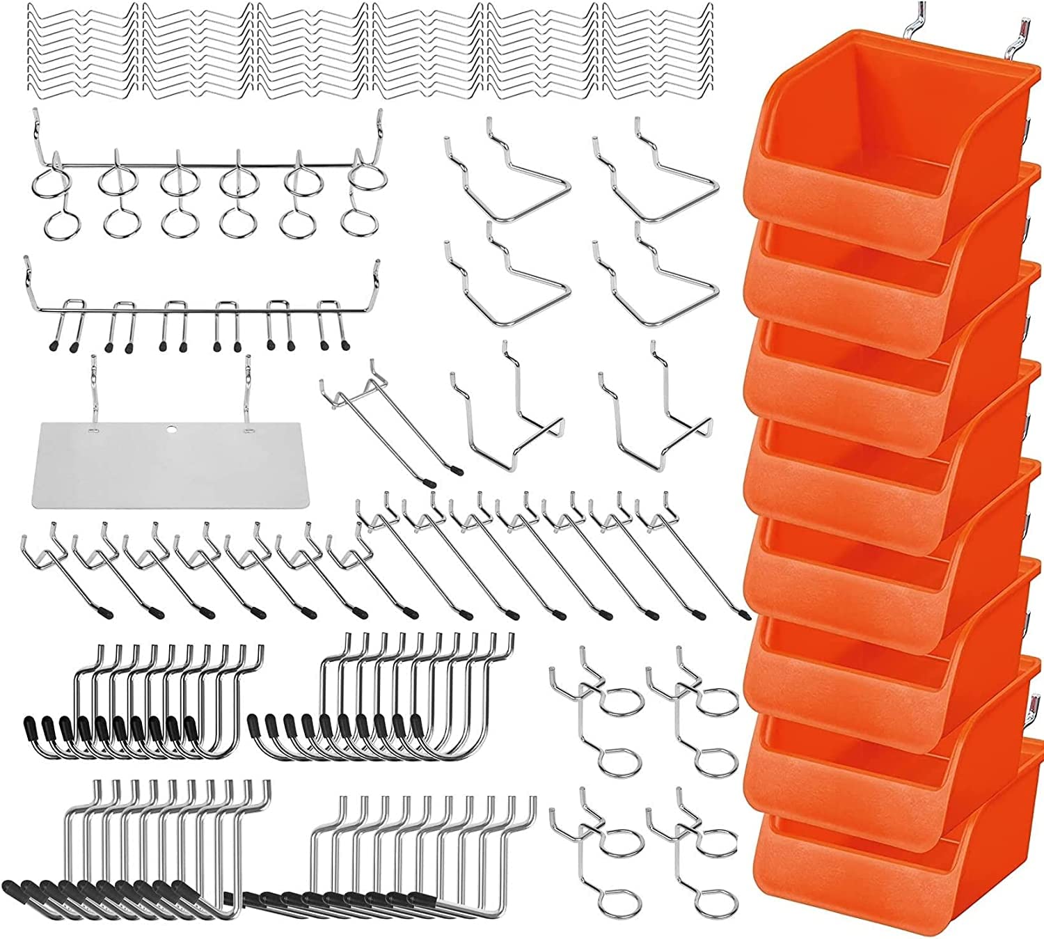 HORUSDY150-Piece Pegboard Hooks Assortment, Pegboard Accessories with Pegboard Bins for Organizing Various Tools