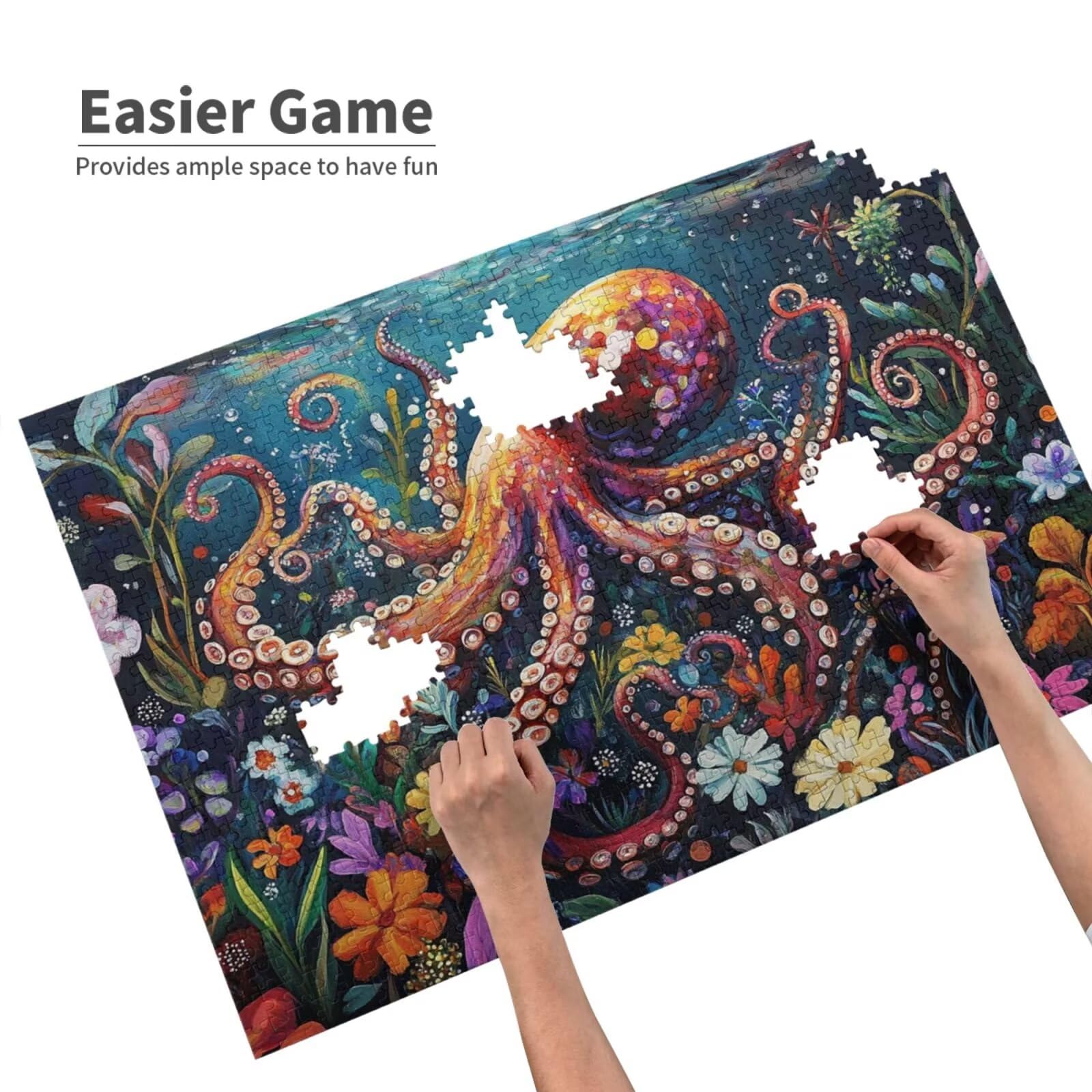 Puzzle Blume Puzzle 3000 Teile Oktopus Puzzles Erwachsene mit Geschenkbox, DIY Groß Holzpuzzle für Erwachsene, Geschicklichkeitsspiel für Die Ganze Familie Geschenke für Frauen 81 x 122 cm -1846y