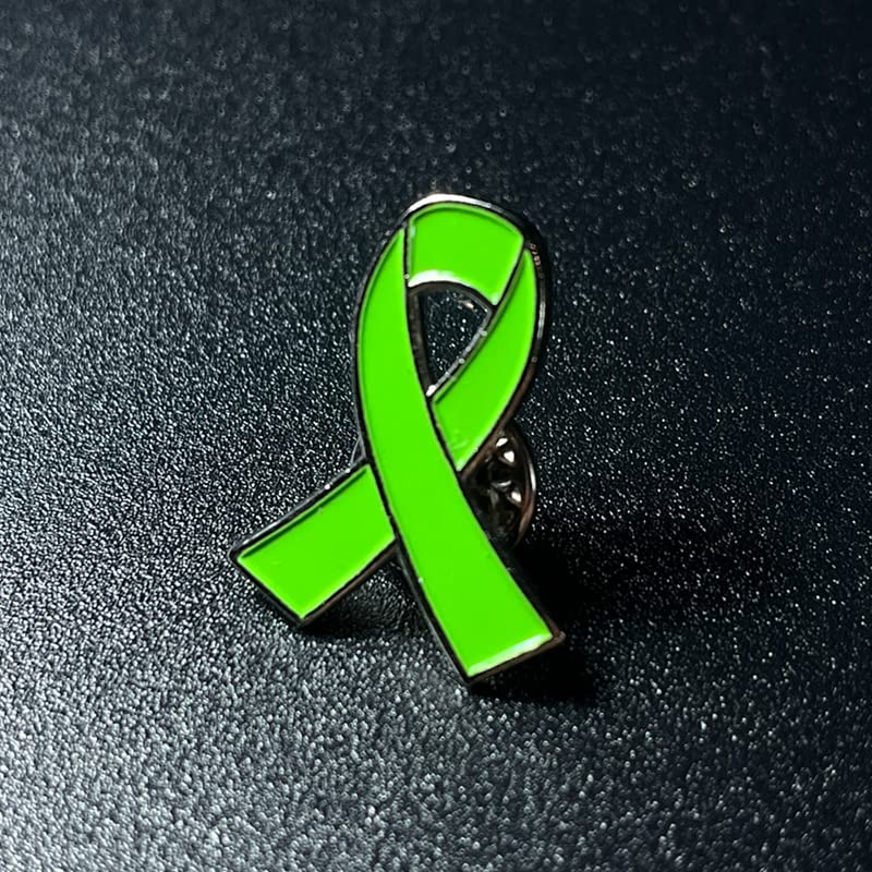 25pcs Lime Green Ribbon Pin Lyme Disease Non-Hodgkin's Lymphoma Awareness Products Mental Health Pins