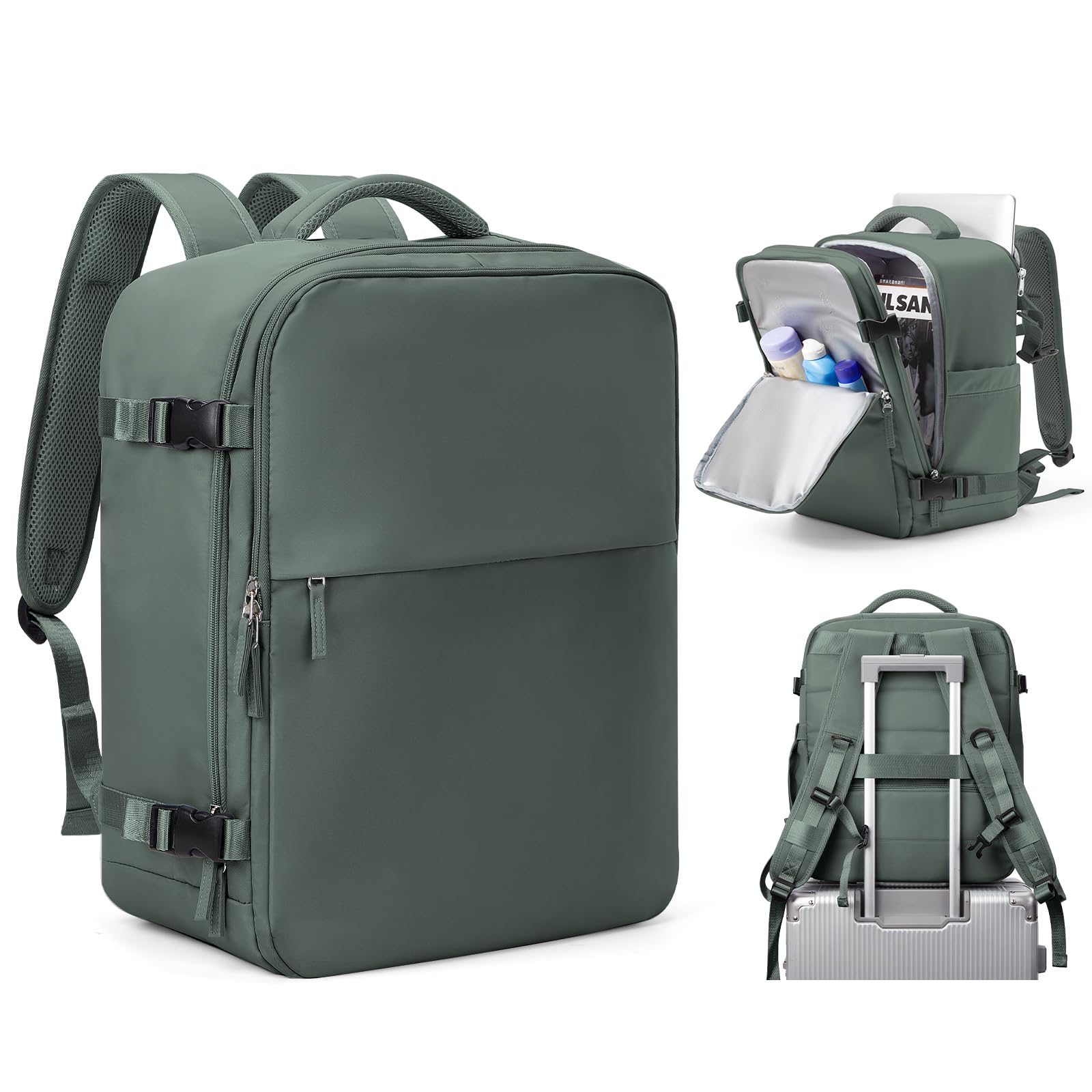 SZLX Zaino da viaggio con Sottovuoto Zaino Ryanair 40x20x25 Bagaglio a Mano Easyjet 45x36x20 Donna Borse da Cabina Impermeabile Uomo Adatto a PC da 14 pollici Travel Backpack per Sportivo Trekking
