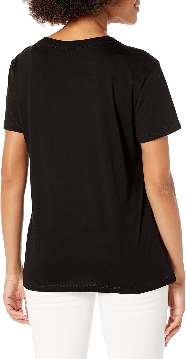 Armani Exchange Women's Shiny Box Logo Tee, Black, Medium - Image 2