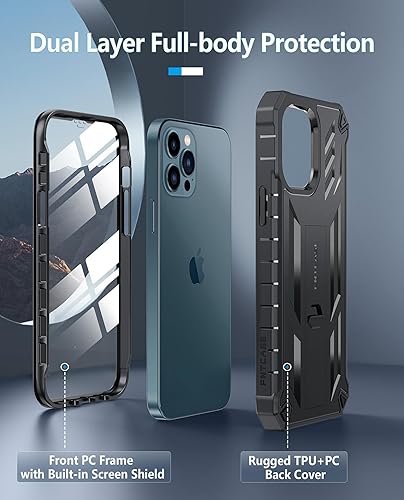 Miniatura 7 de FNTCASE Funda para iPhone 12-Pro-Max protección de grado militar a prueba de caídas con soporte TPU resistente a prueba de golpes con textura mate