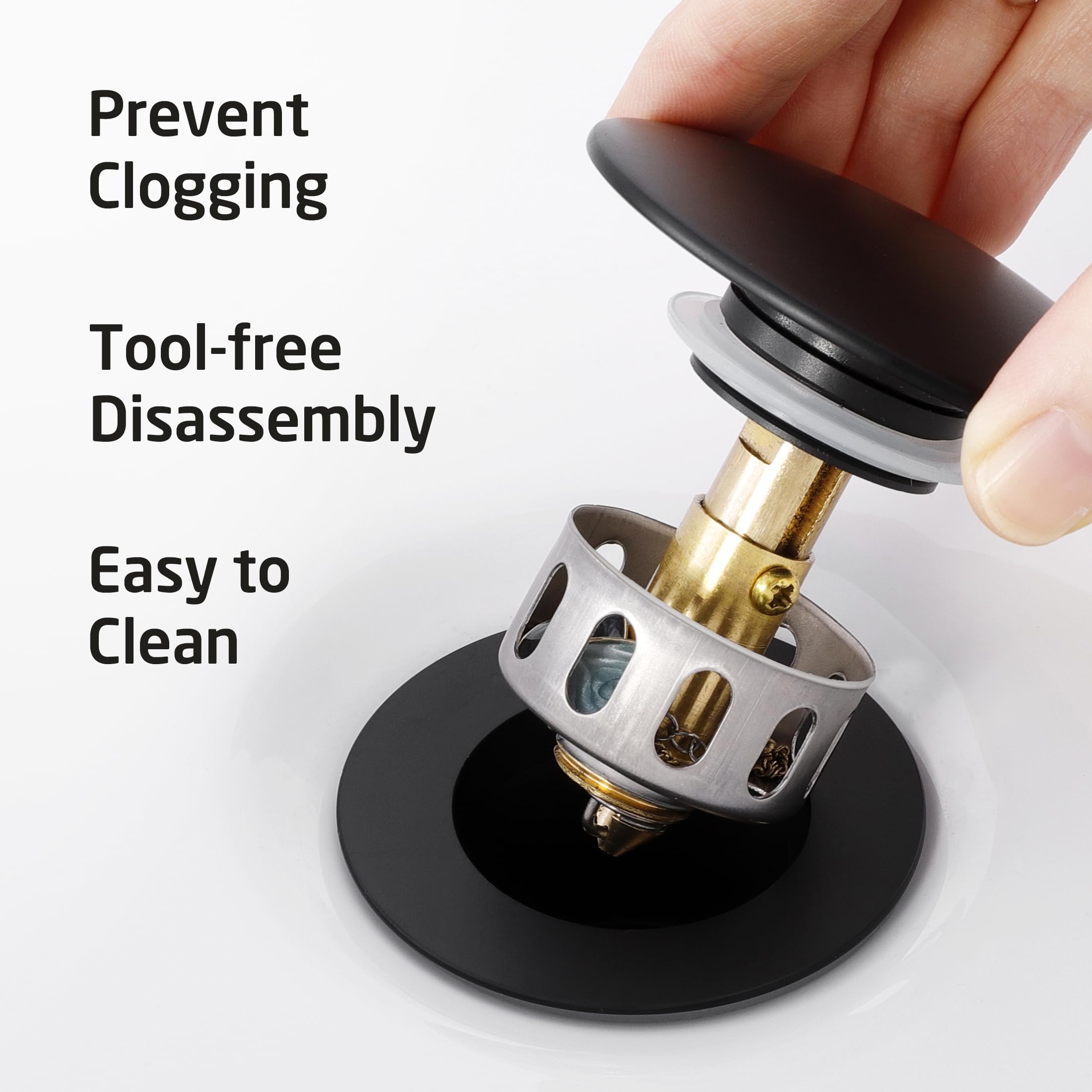 Bouchon D'évier Avec Filtre Anti-cheveux En Acier Inoxydable - Pop-up Amovible Pour Lavabo Salle De Bain - Évite Les Bouchons De Canalisation