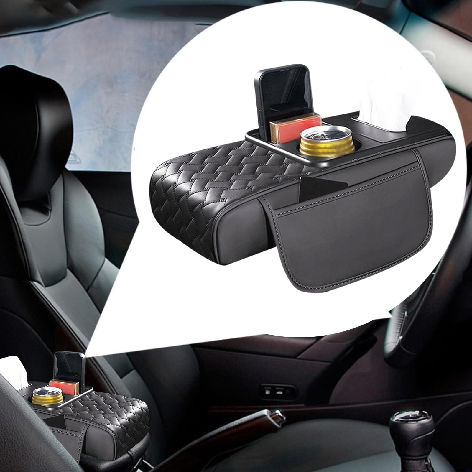 Waterproof Arm Rest Pad - Car Armrest Cover, Multifunctional Vehicle Accessory | Auto Booster Cushion Suitable for Trucks Interior Protection Comfort Support Center Console Organizer Driving Convenien
