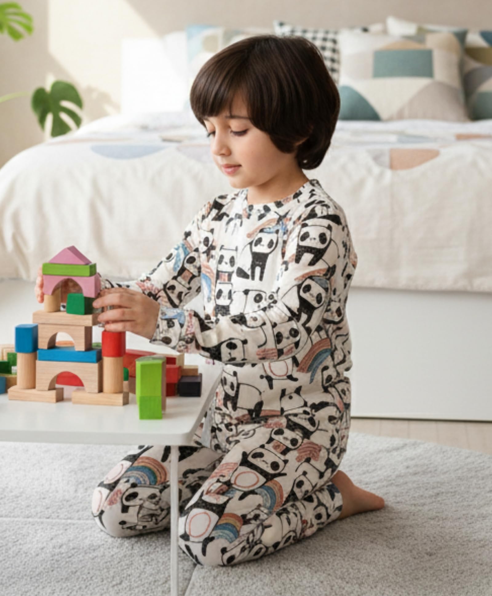 ANTHRILO Cotton Panda Long Sleeves Boys Pyjama Set - White, 9-10 Years - Image 6 thumbnail