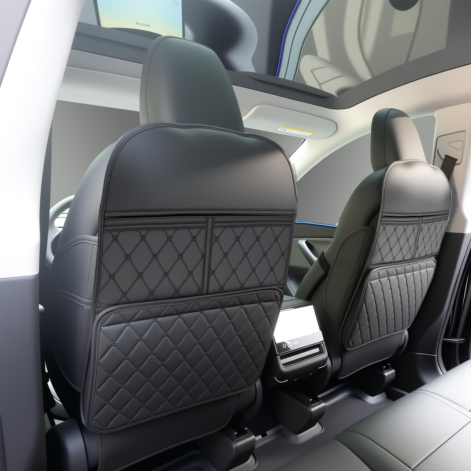 Photo 1 of 2 Pack Kick Mats Back Seat Protector?Seat Back Protector for Kids Feet Car Seat with Car Back Seat Organizer, Seat Back Protector Cover for Back of Front Seats - Protect against dirt and scuffs