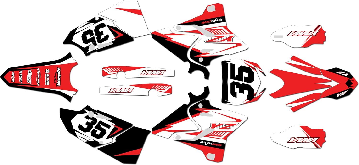 Graphics Kit for Yamaha YZ125 & YZ250 2015-21 Dream Series Red 16 Mil - On/Off the Road - Dirt Pit Bike Motorcycle Sticker, Dirtbike Racing Decal Motocross Accessories no-Plastics