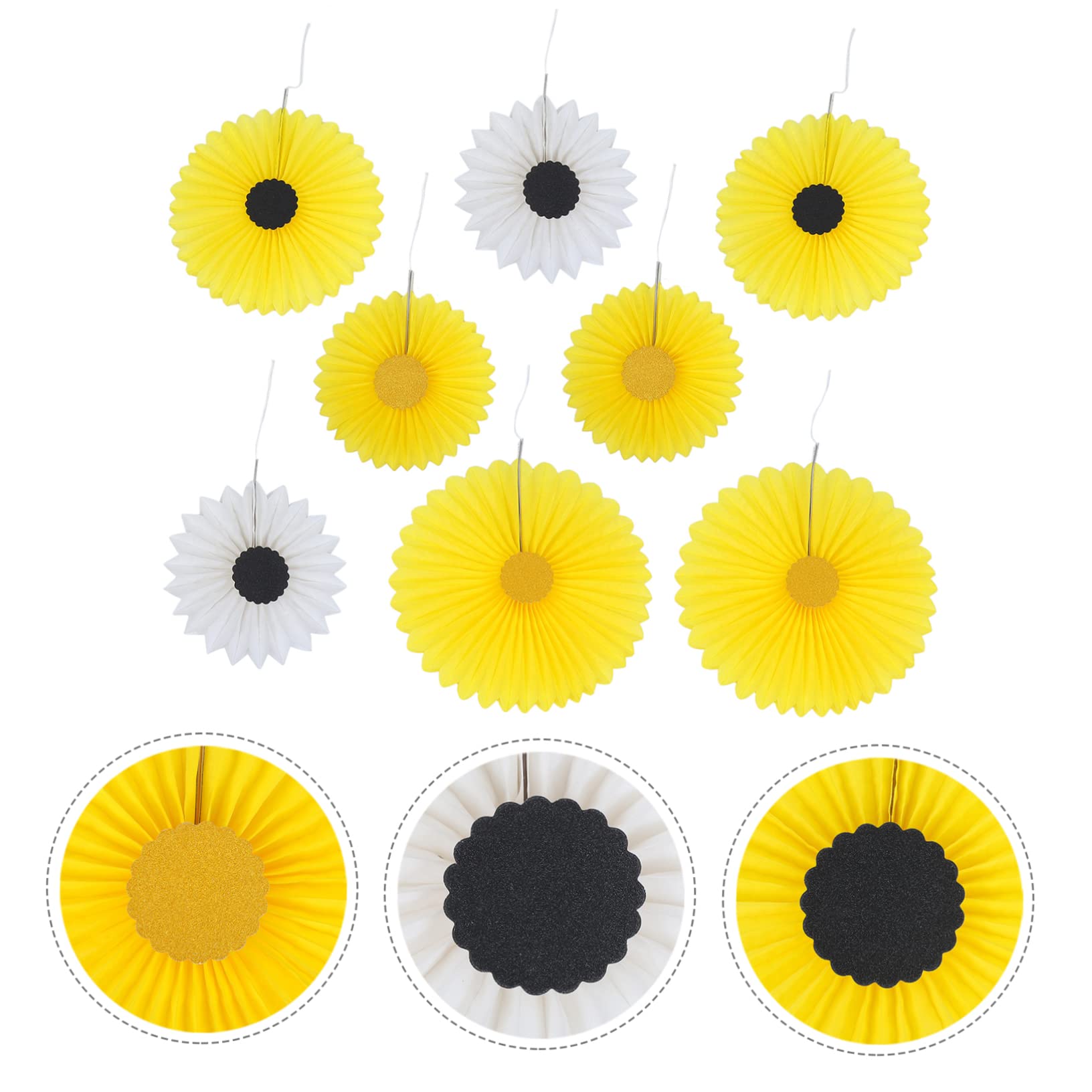 ifundom 24pièces Décoration Murale Papier Fleurs De Fan Papier pour Anniversaire Et Fêtes De Thème Tournesol Accessoires De Décoration De Mariage Et Shower