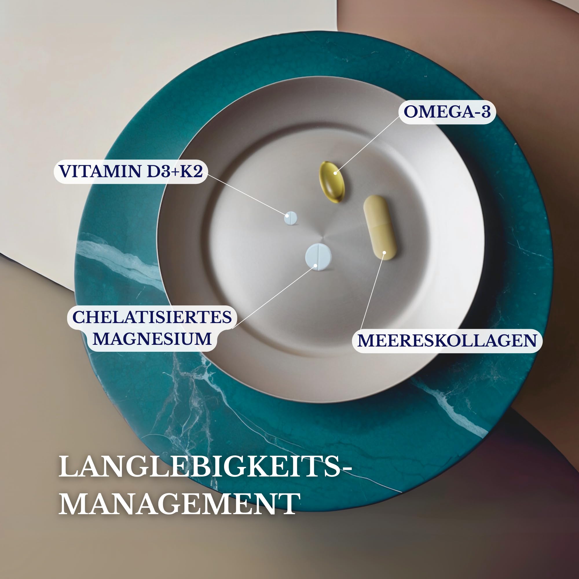 Omega 3 TG, Magnesium, Vitamin D3 und K2, Meereskollagen mit Hyaluronsäure – SmartAbsorb™ | für Immunität, Energie und Knochengesundheit | 28 Tagesbeutel