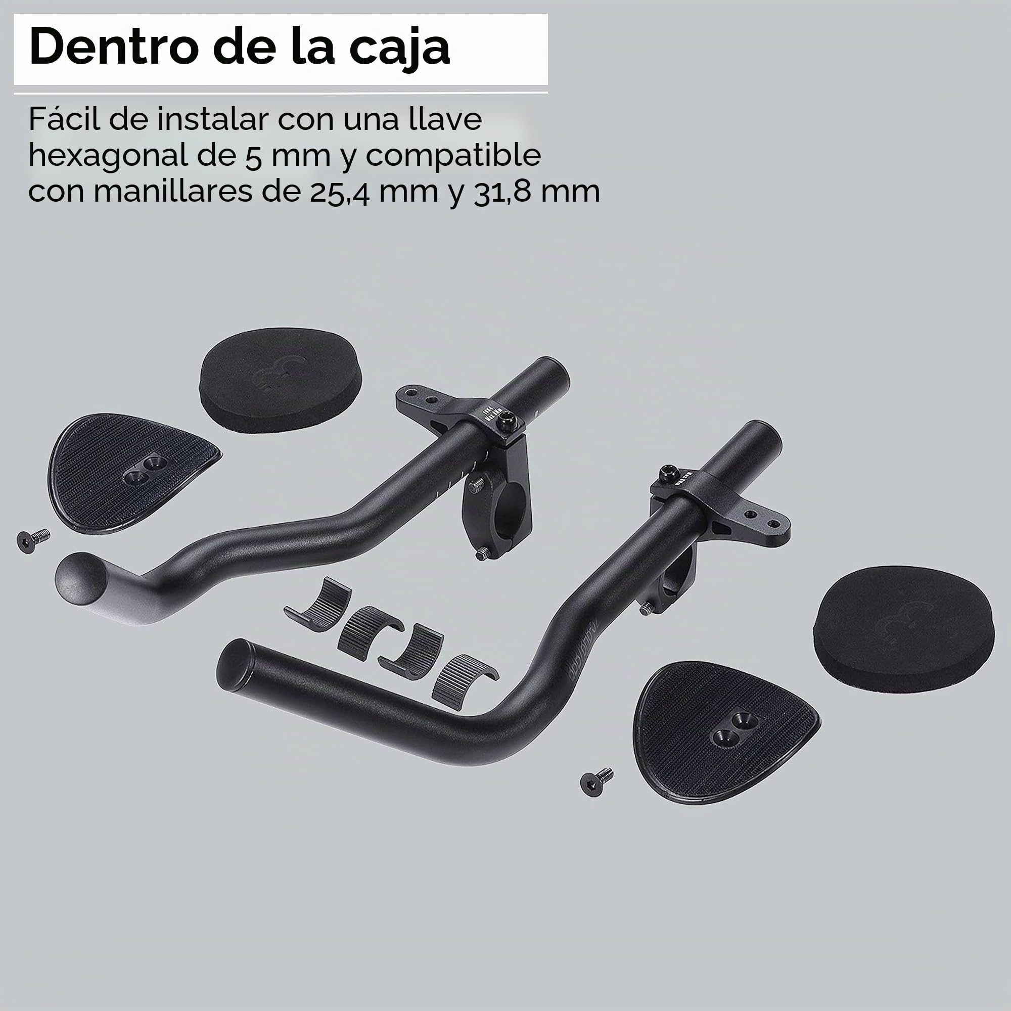 BBB Cycling - Puños de manillar de bicicleta Aerobase - Soportes de brazo acolchados con espuma - Práctico mecanismo de sujeción - Longitud de extensión ajustable - 26/31,8 mm