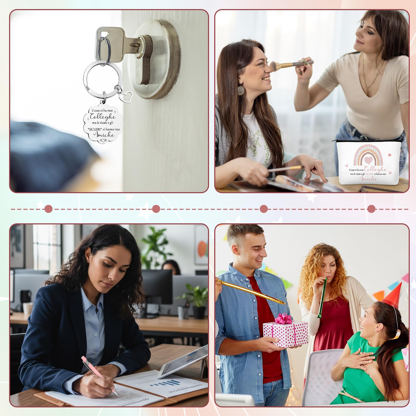 Hestya Regalo Collega Donna Borsa per Cosmetici Portachiavi Blocco Note a Spiralato Penne a Sfera Regalo di Addio Ringraziamento per Dipendenti Collega Natale Compleanno