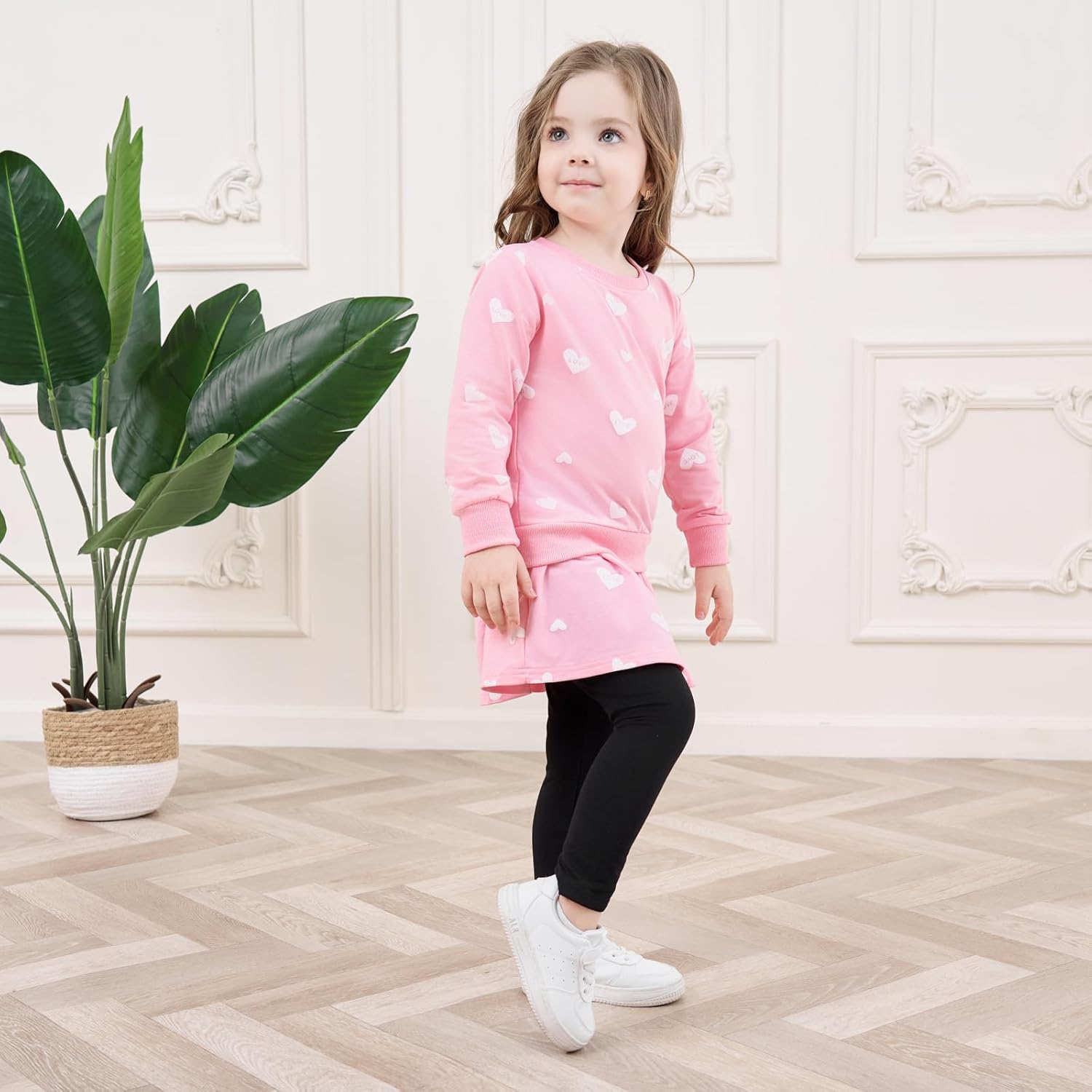 Toddler Valentines Day Outfit Girl Valentines Outfit Heart Graphic Sweatshirts Tops Tutu Leggings with Skirt 3t-9t - Image 7