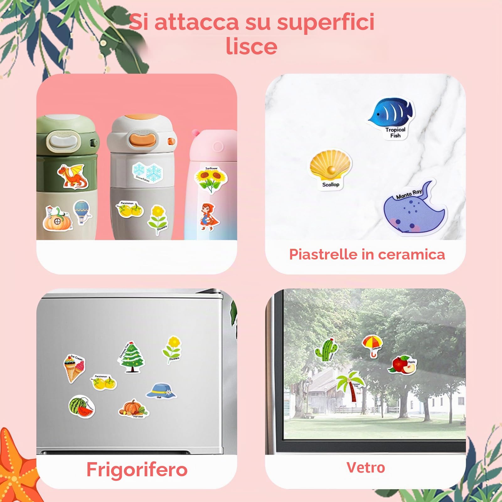 Trasparente 3D Riutilizzabile impermeabile Sticker Libri Giocattoli per bambini 3 Pack Libri adesivi per età 3-6 anni Ragazzi Ragazze adesivi stagioni,fiabe,animali marini Sticker educativo Giocattoli