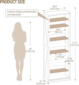 Hzuaneri Shoe Storage Cabinet, 10 Tiers Freestanding Shoe Cabinets, Wooden Shoes Rack with Cubby, 27-30 Pairs, Farmhouse Tall Shoes Cubby Organizer for Entryway, Living Room, White SR52603X