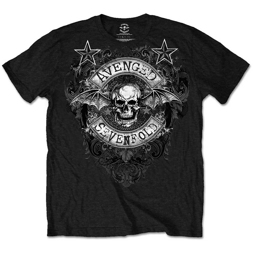 Rock Off Officially Licensed Products Men's Black Avenged Sevenfold Stars Flourish Official Tee T-Shirt Unisex (Xx-Large)