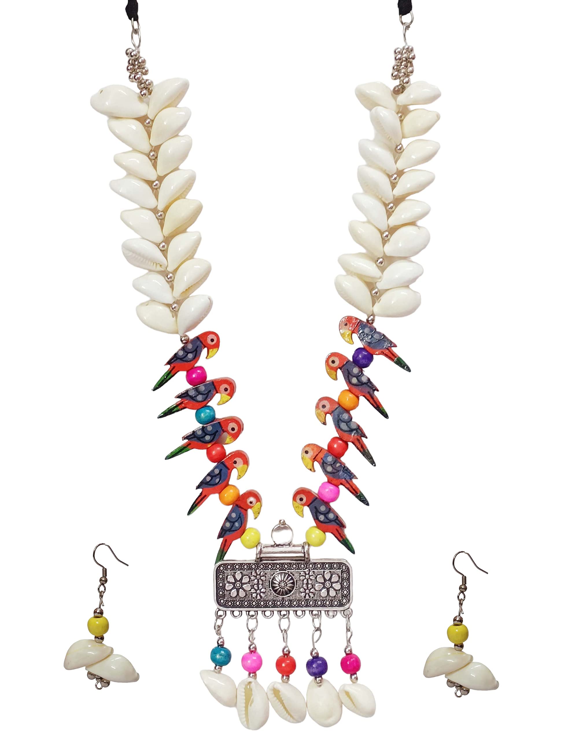 Total Fashion Latest Boho Trible Artificial Shell Oxidised Long Chain Pendant Necklace Jewellery Set Women for Girls (B0BTP116N5) Amazon Price History, Amazon Price Tracker