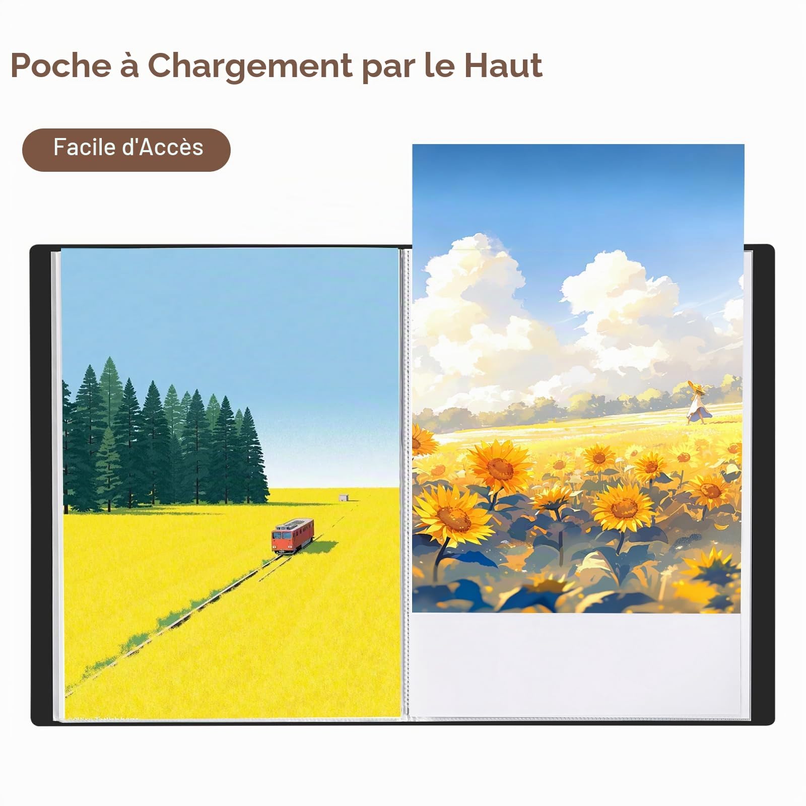 Lot de 2 Porte-vues A3, 40 Pochettes Classeur de Présentation, Noir | Porte-Vues A3 Présentation Affichage du Livre pour Portfolios, œuvres Art, Peinture, Rapport