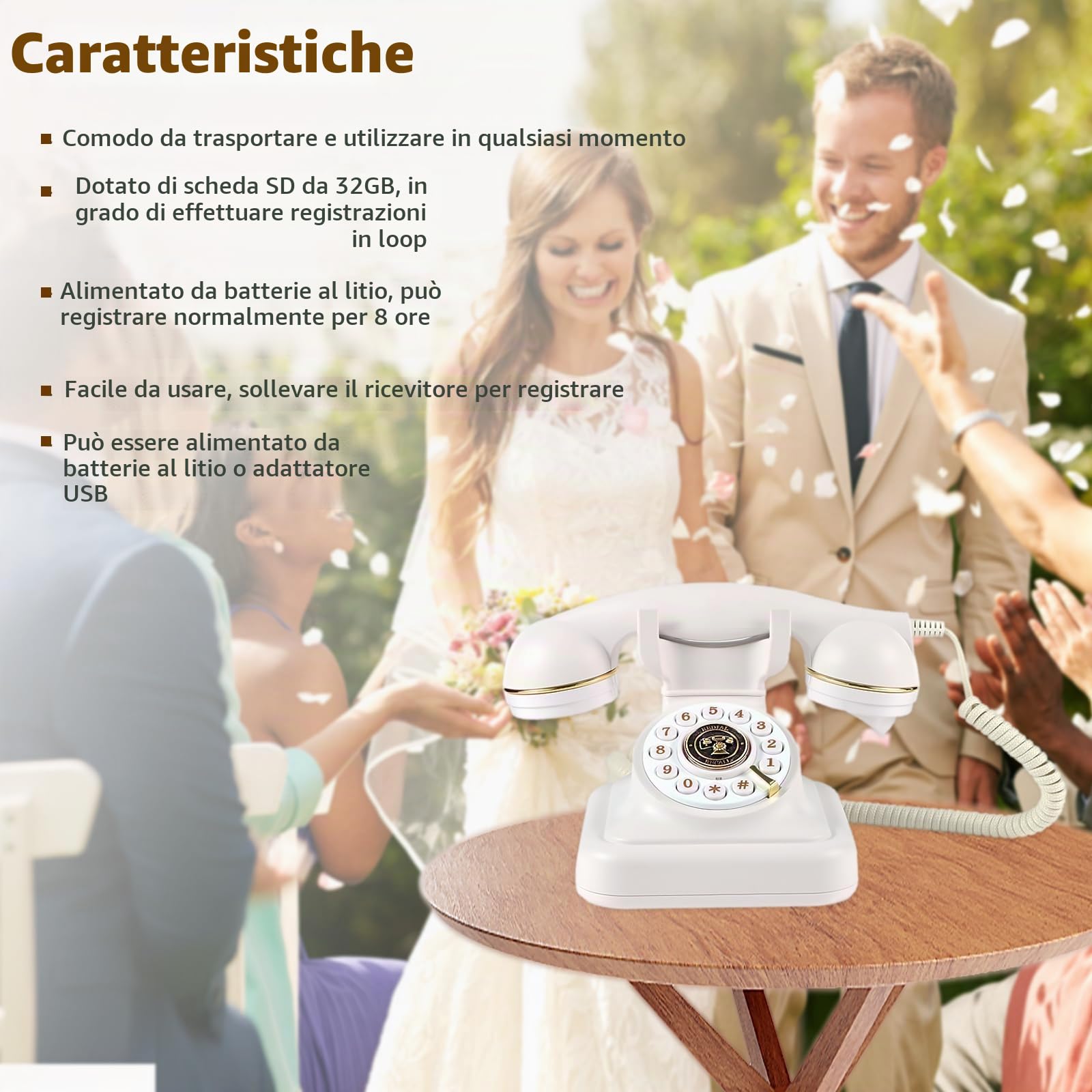 Telefono Libro degli Ospiti Audio per Matrimonio, Libro degli Ospiti Audio, Registra Messaggi Audio con Libro degli Ospiti, Alternativa al Libro degli Ospiti per Matrimonio, Festa di Compleanno, Baby