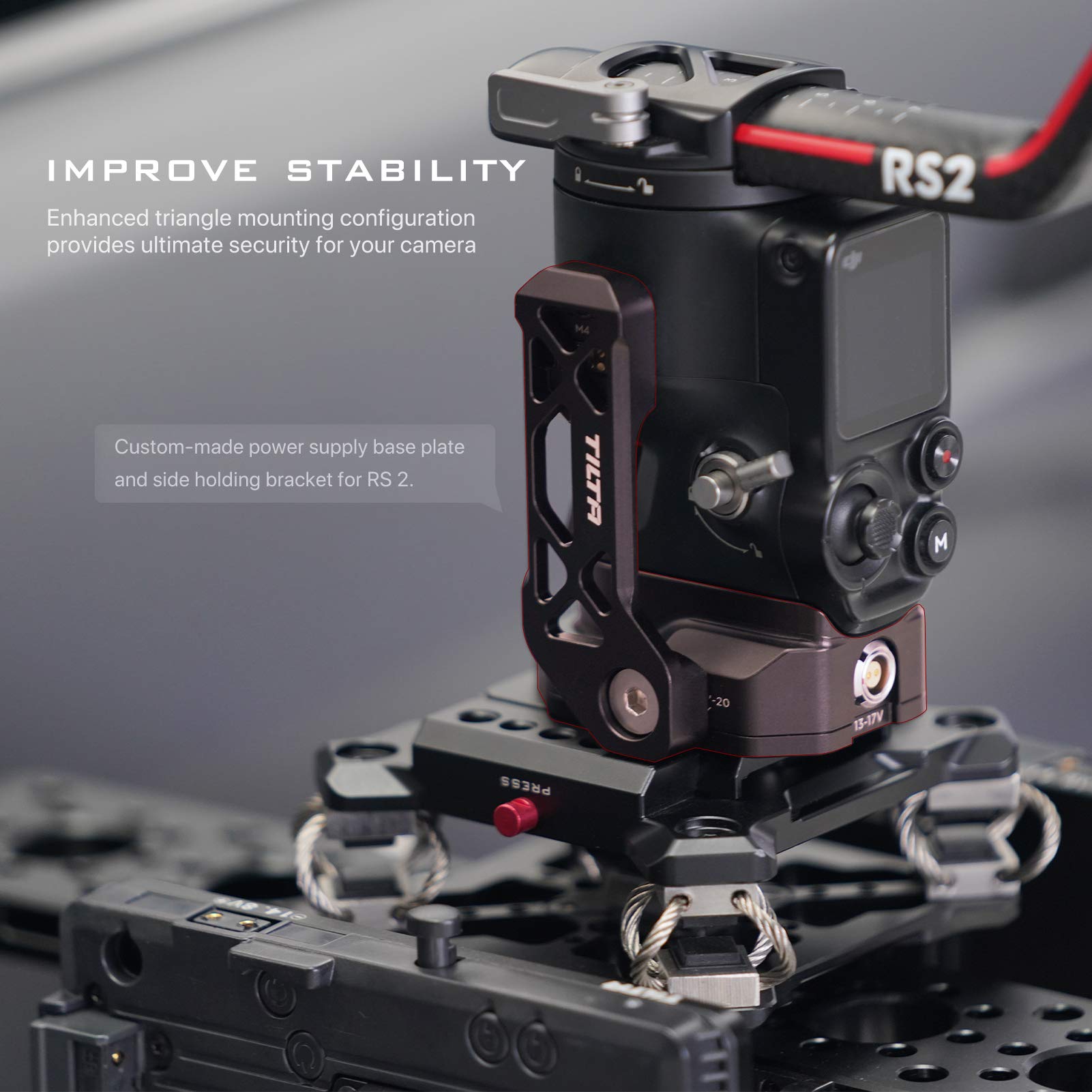 TILTA Plaque de Base d'alimentation Compatible avec Câble d'alimentation à Cardan RS 2 Ronin-S 2, Solution d'alimentation Externe pour Accessoires de Caméra RS2 TGA-PBP
