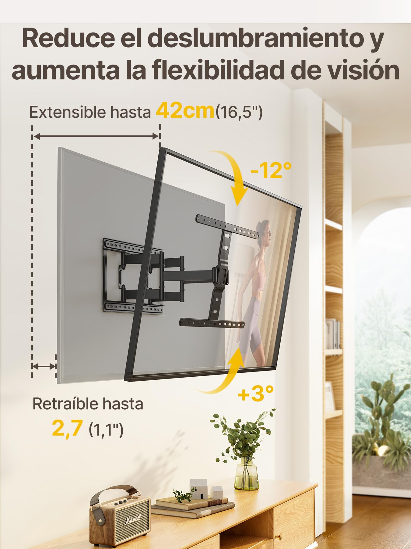 monTEK Ultra Slim TV Soporte de Pared Orientable para Televisores de 43-90 Pulgadas, Soporte de TV de 1,1" de Grosor Completamente Movible, Doble Orientación, Máx. VESA 600x400 mm, Hasta ~60 kg