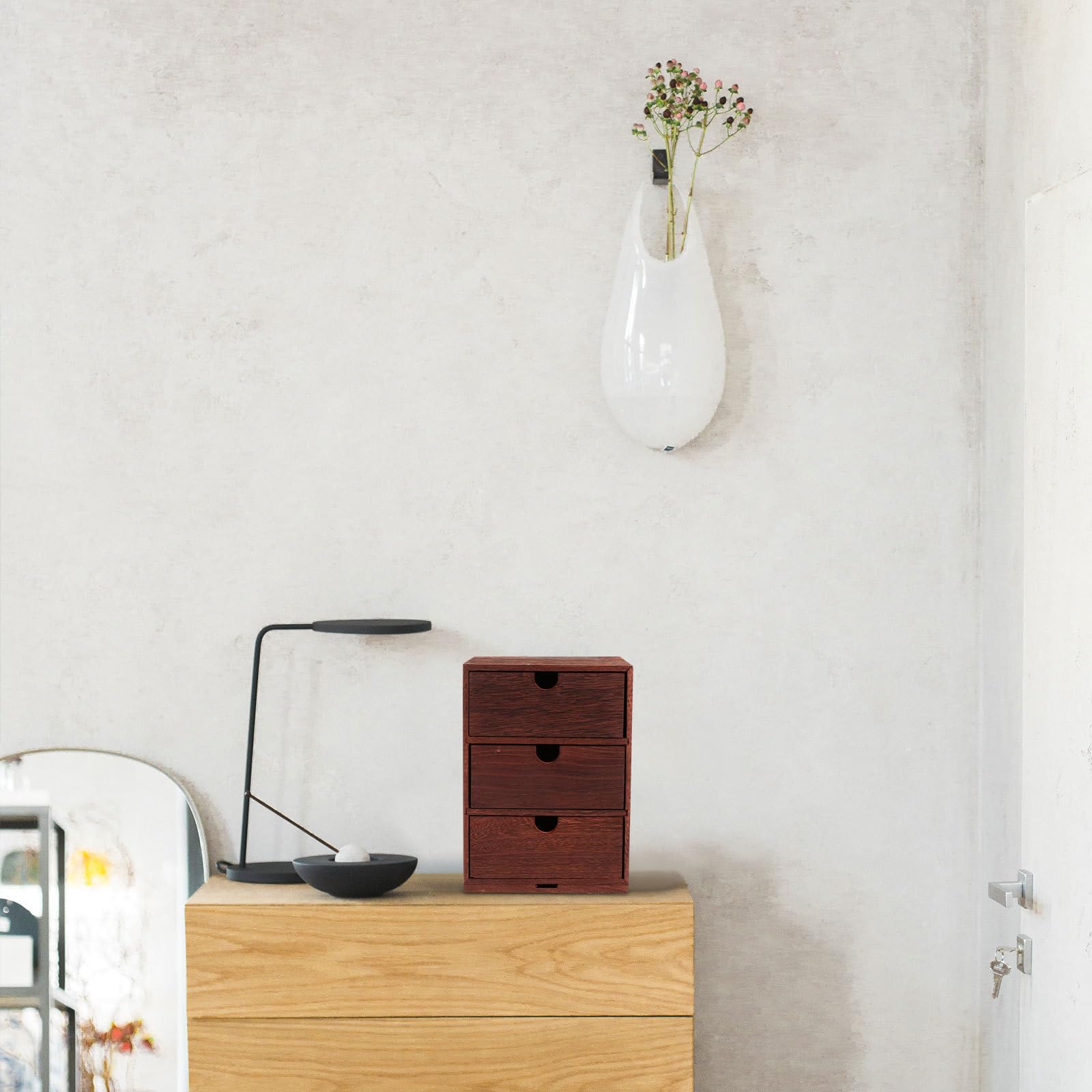 Organizer da Scrivania in Legno Scomparti Multipli, Scatola Portaoggetti per Uso Domestico e Conservare Cosmetici e Accessori