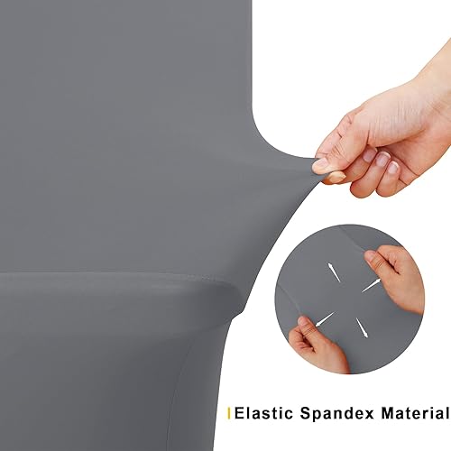 Miniatura 203 de Smiry Paquete de 2 manteles de elastano de 6 pies, elásticos ajustables, lavables y sin arrugas, rectangulares para mesa de patio, para exteriores,