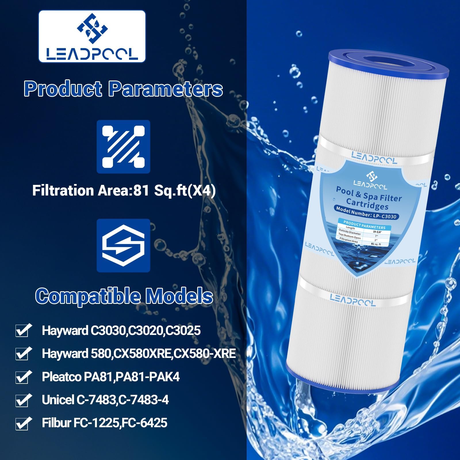 Pool Filter Cartridges - Hayward & Pleatco Replacement -2