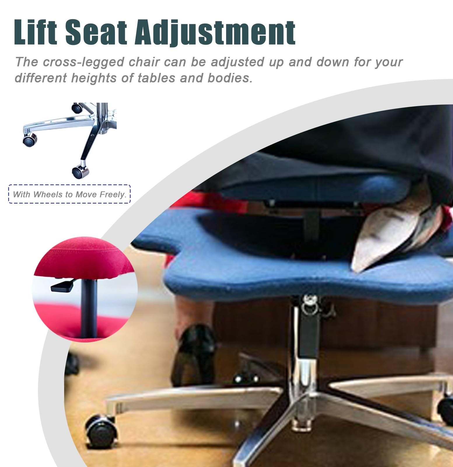Silla con patas cruzadas, silla rodante para arrodillarse, escritorio para sentarse, sillas para adultos con piernas cruzadas, taburete de meditación sin brazos, cojines para el hogar y el dormitorio