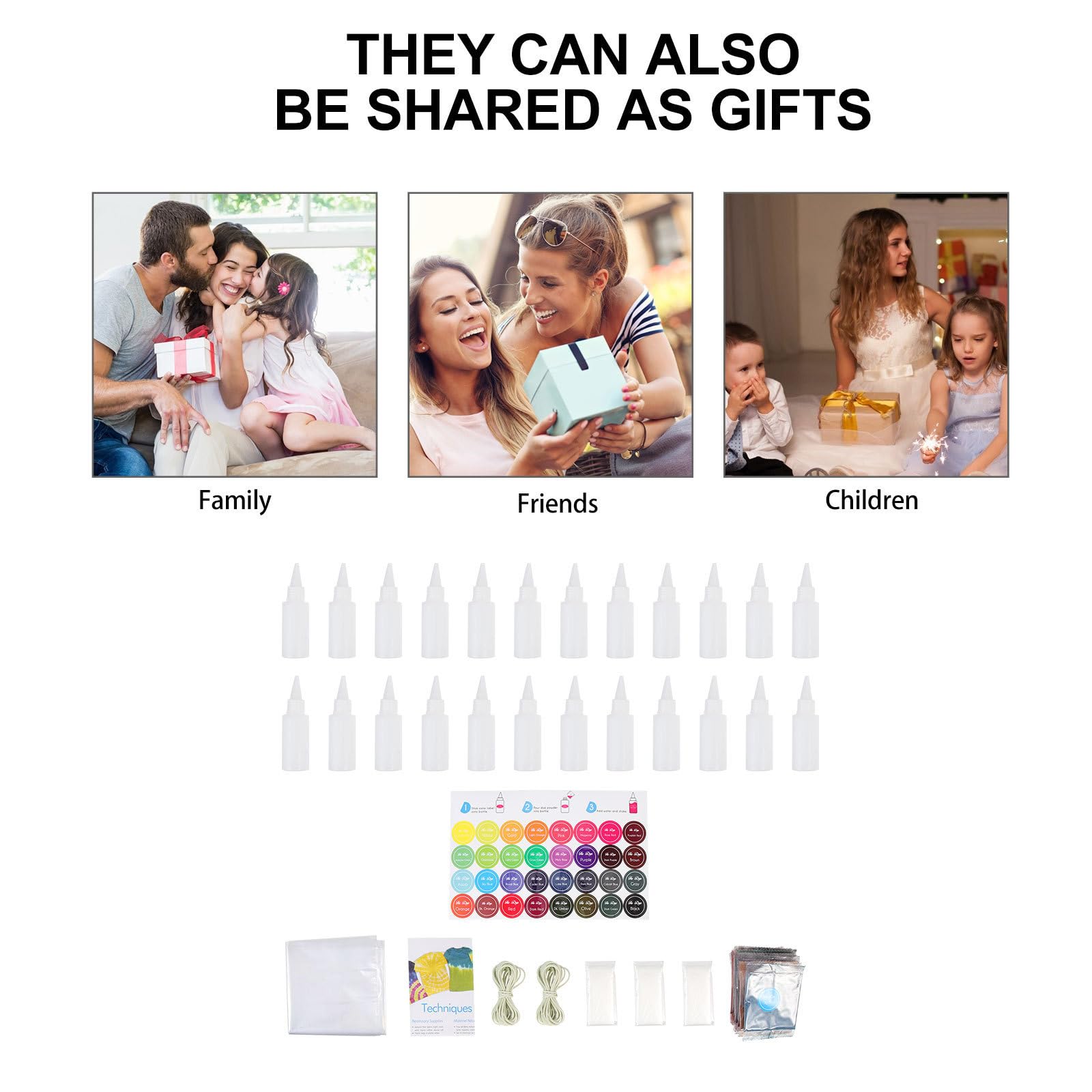 Kit de Tintes para Ropa Tie Dye 24 Colores en Polvo, sin Olor y Resistente al Lavado, 30ml para Teñir Prendas y Vestidos en Fiestas y Manualidades