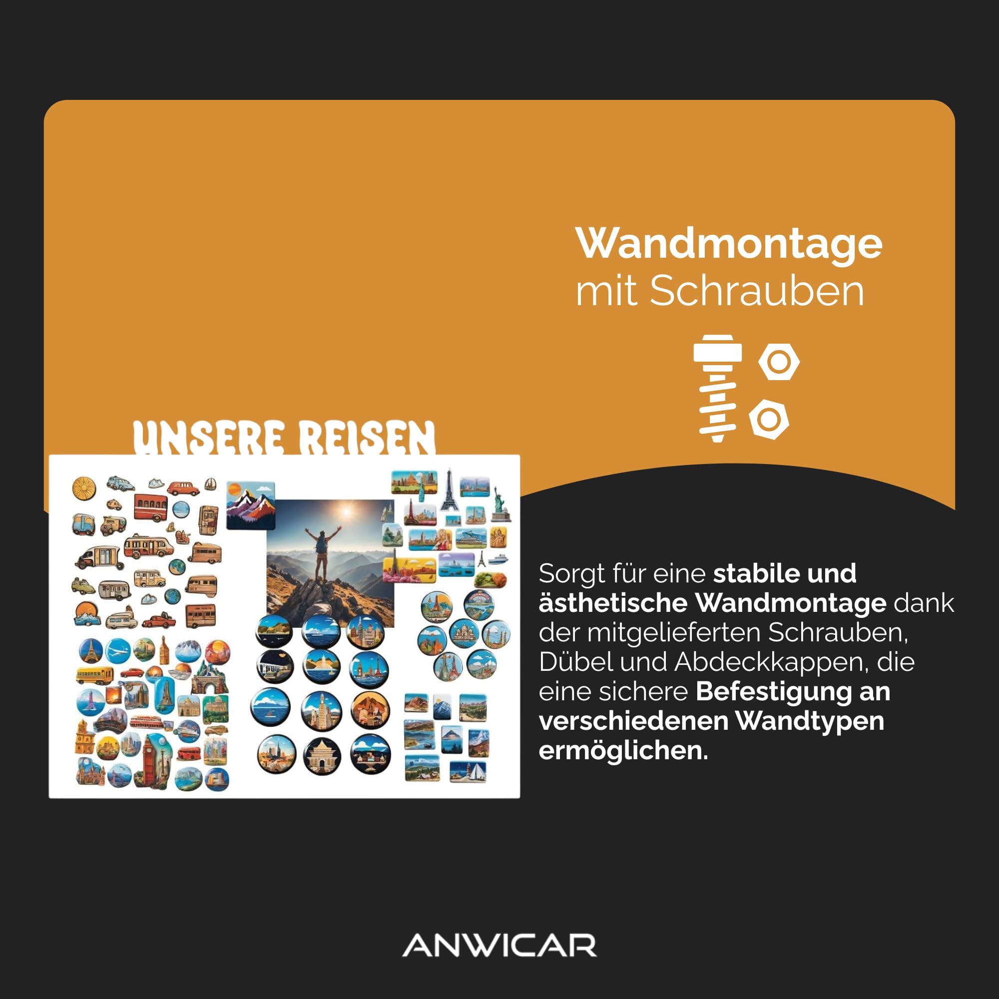 Magnettafel Schwarz 85x50cm Unsere Reichen, Metall Magnetische Tafel, Magnetboard, Magnetwand, Wandmontage, für Wohnzimmer, Küche Flur Kinderzimmer Büro, Tafel für Touristenmagnete Notizen und Fotos
