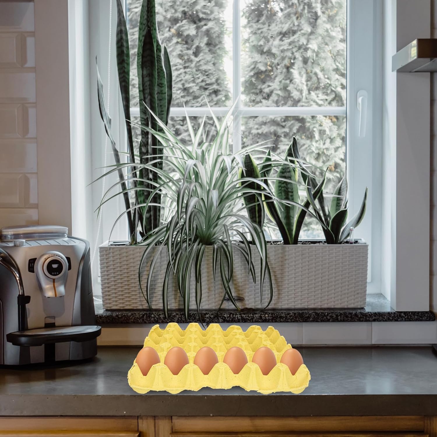 5pcs Grid Stackable Paper Pulp Egg Storage Trays for Home Kitchen