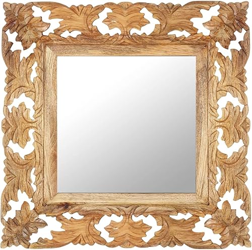 Espejo tallado a mano, espejos para pared, espejo de baño, decoración elegante de oficina, Espejos decorativos de Pared, con patrón marrón tallado a