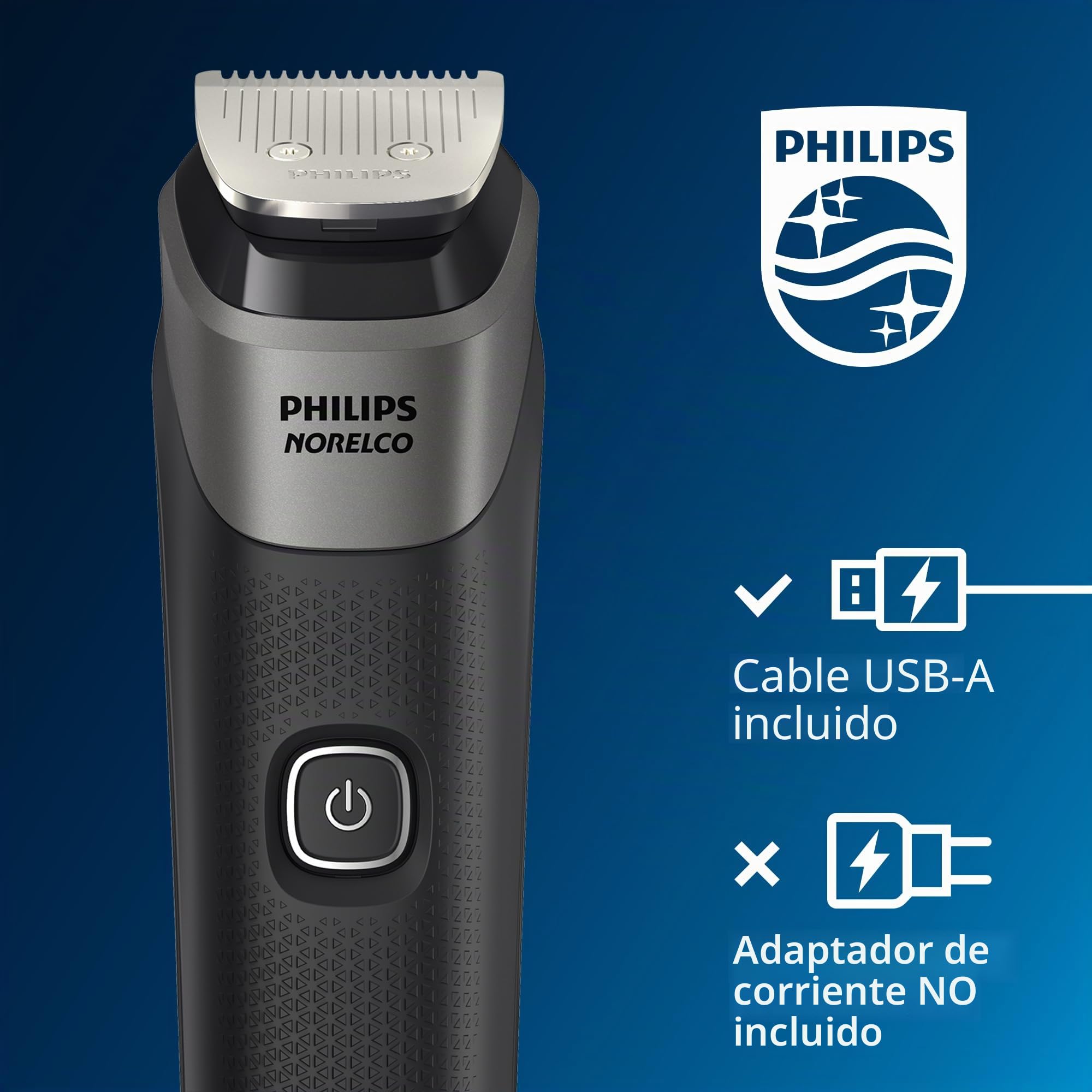 Philips Norelco Multigroom 5000 Series, recortadora de barba y cortapelos todo en uno, kit de aseo para hombre, 18 piezas, para barba, cara, nariz, oreja, cuerpo, con cuchillas de titanio, bolsa de