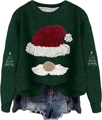 Ugly Christmas Sweater for Women Funny Sweatshirts Womens Vintage Holiday Cozy Sweaters Plus Size 2025 Boat Neck Xmas Sweatshirt Diana Princess,ofertas del Dia de hoy relampago