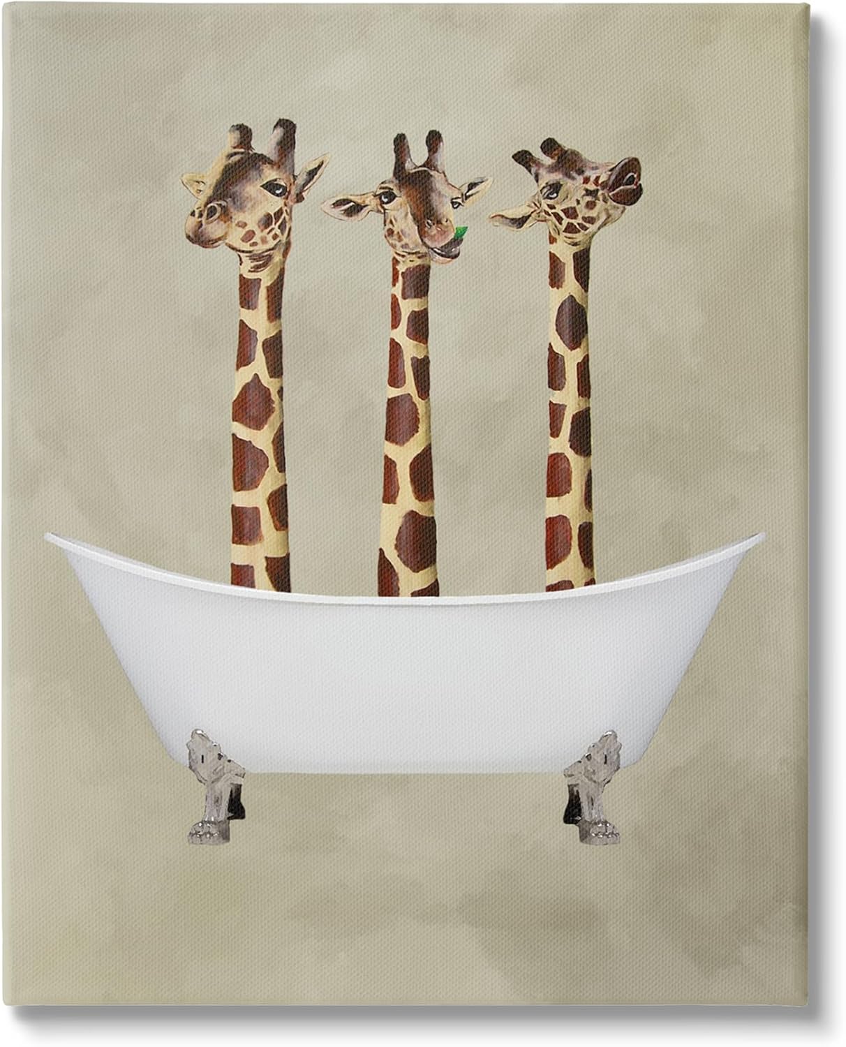 Stupell Industries 'Three Giraffes In A Bathtub', Canvas Art, 24 x 30 Inches, Easy to Hang and Sturdy, Made in USA, by Coco de Paris