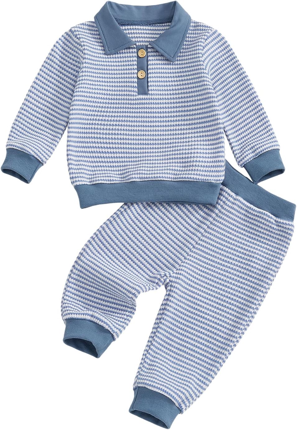 VISGOGO Baby Boy Clothes Toddler Fall Winter Outfit Sweater Toddler Boy Striped Clothes 6 12 18 Months 2 3T 4T Pant Set