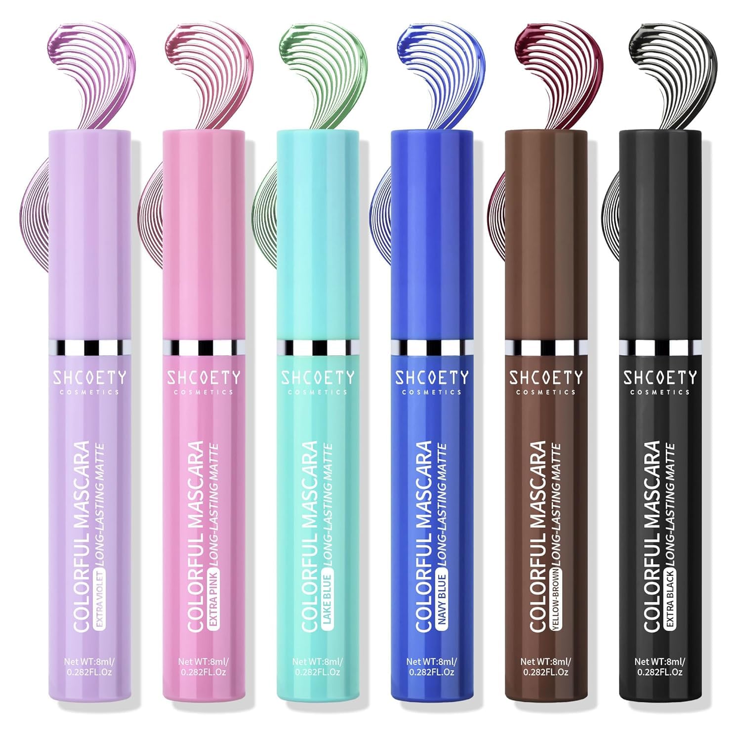 NALACAL 6-Color Waterproof Mascara Set, Long-Lasting Curling and Voluminous Mascara, Smudgeproof, Cruelty-Free & Paraben-Free Makeup
