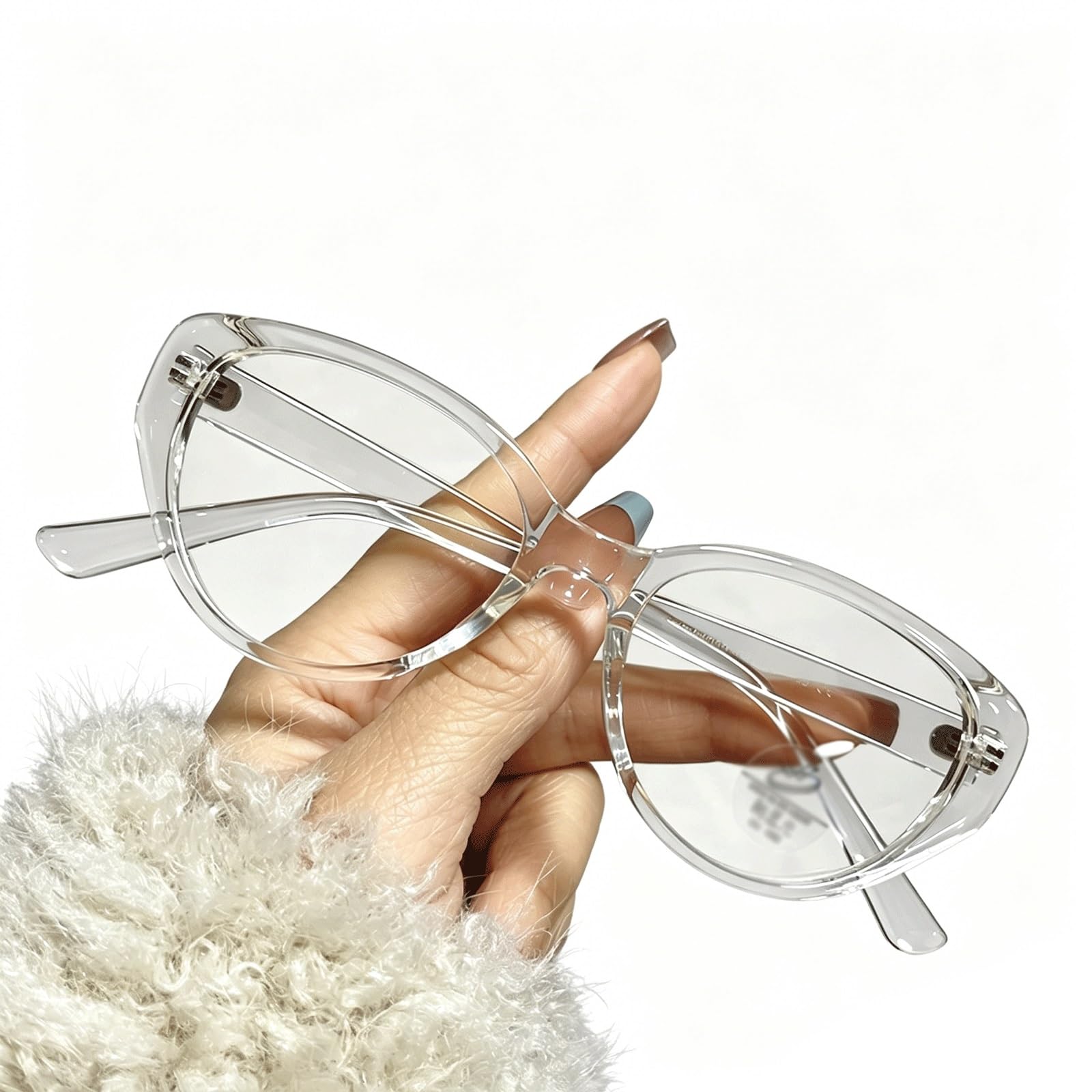 KLJUddGY Full Rim Eyewear Frames Prescription Available Blocking Eyeglasses AC Clear Lenses Spectacles for Computer Ultra-light Decor(Clear)