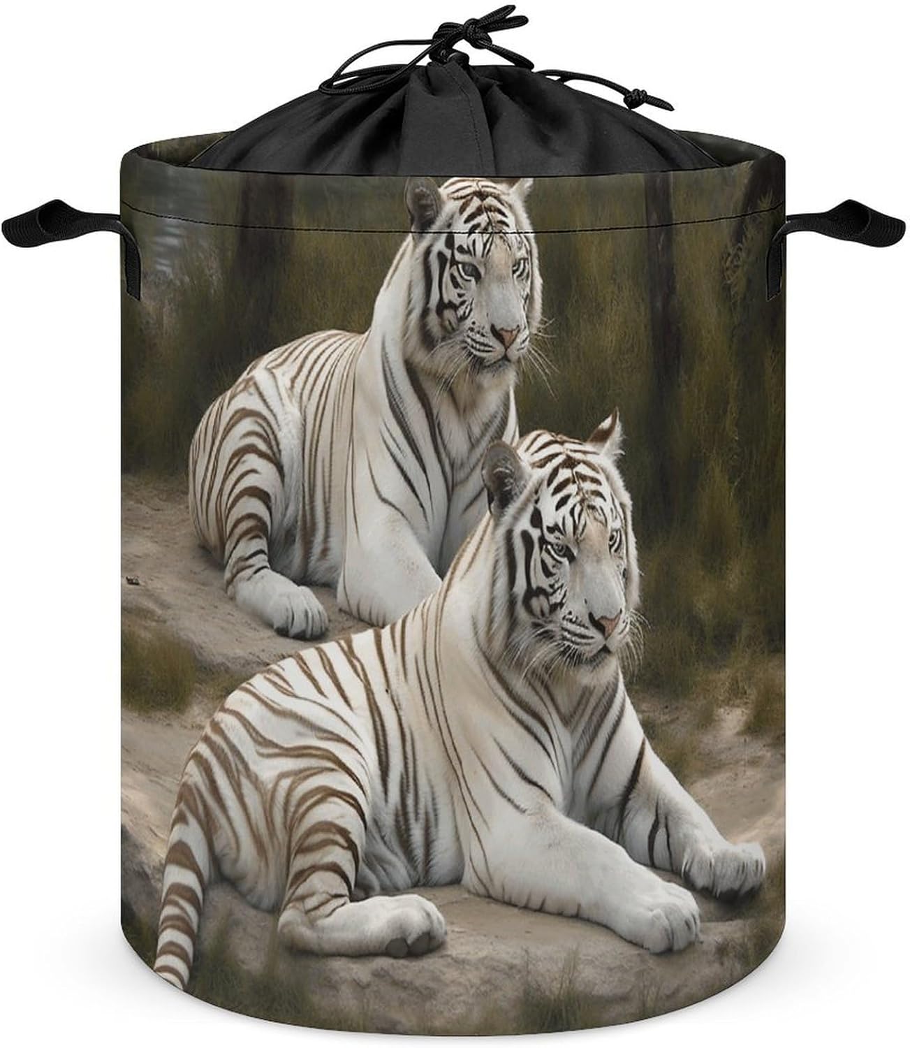 White Tigers Laundry Basket Laundry Hamper Large Storage Basket Waterproof Collapsible Clothes Organizer Basket Clothes Hamper for Clothes Toys