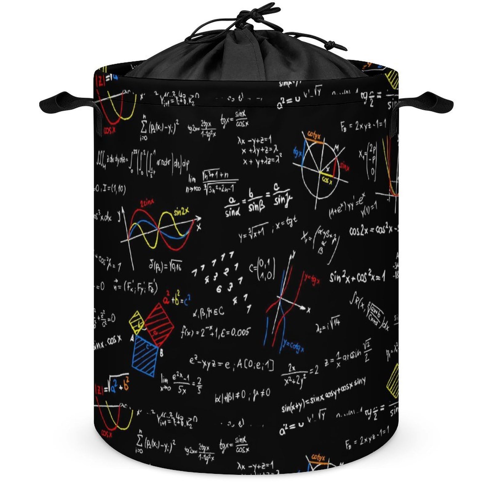 Wlntrophic Drawstring Laundry Hamper, Math Linear Mathematics Education Laundry Basket, Washing Basket with Handle