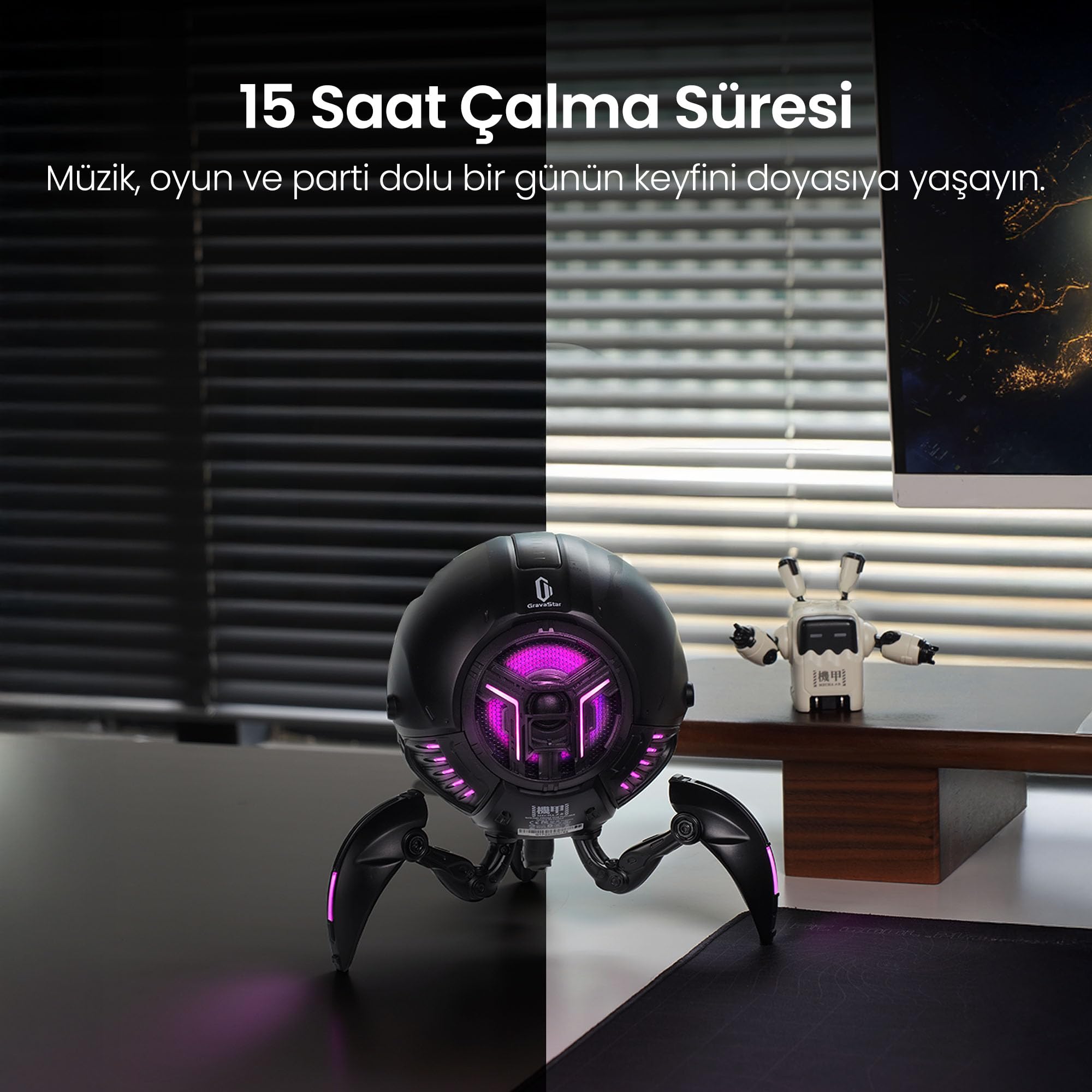 GravaStar Bluetooth Hoparlör Mars Pro Special Edition Aurochs 15 Saat Çalma Süresi G1 PRO Gerçek Kablosuz Stereo Ses Hoparlörü, harika tasarımlı