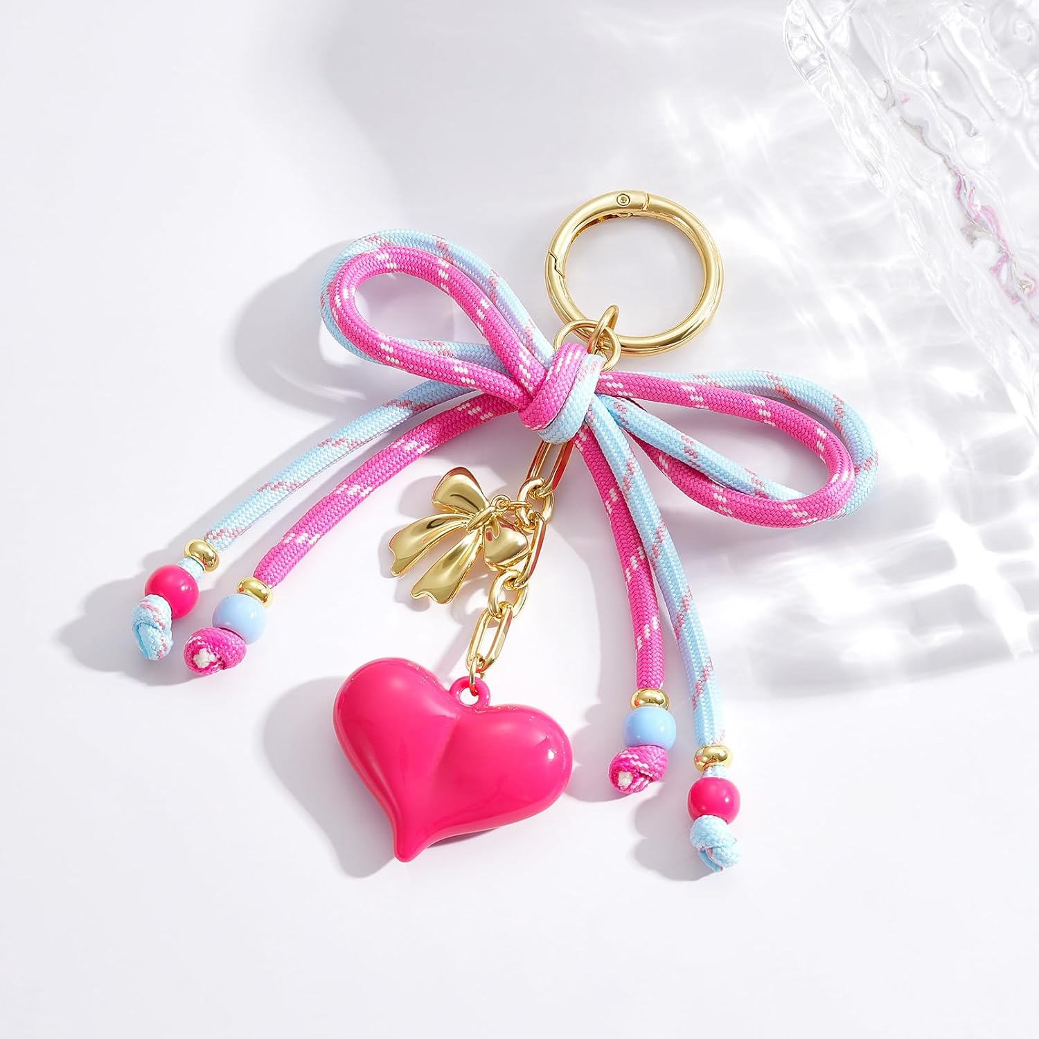 KissYan Bag Charms for Women, Rope Backpack Charms with Heart Pendant, Dainty Keychain for Handbag Tote Bag Purse Gifts - Image 6