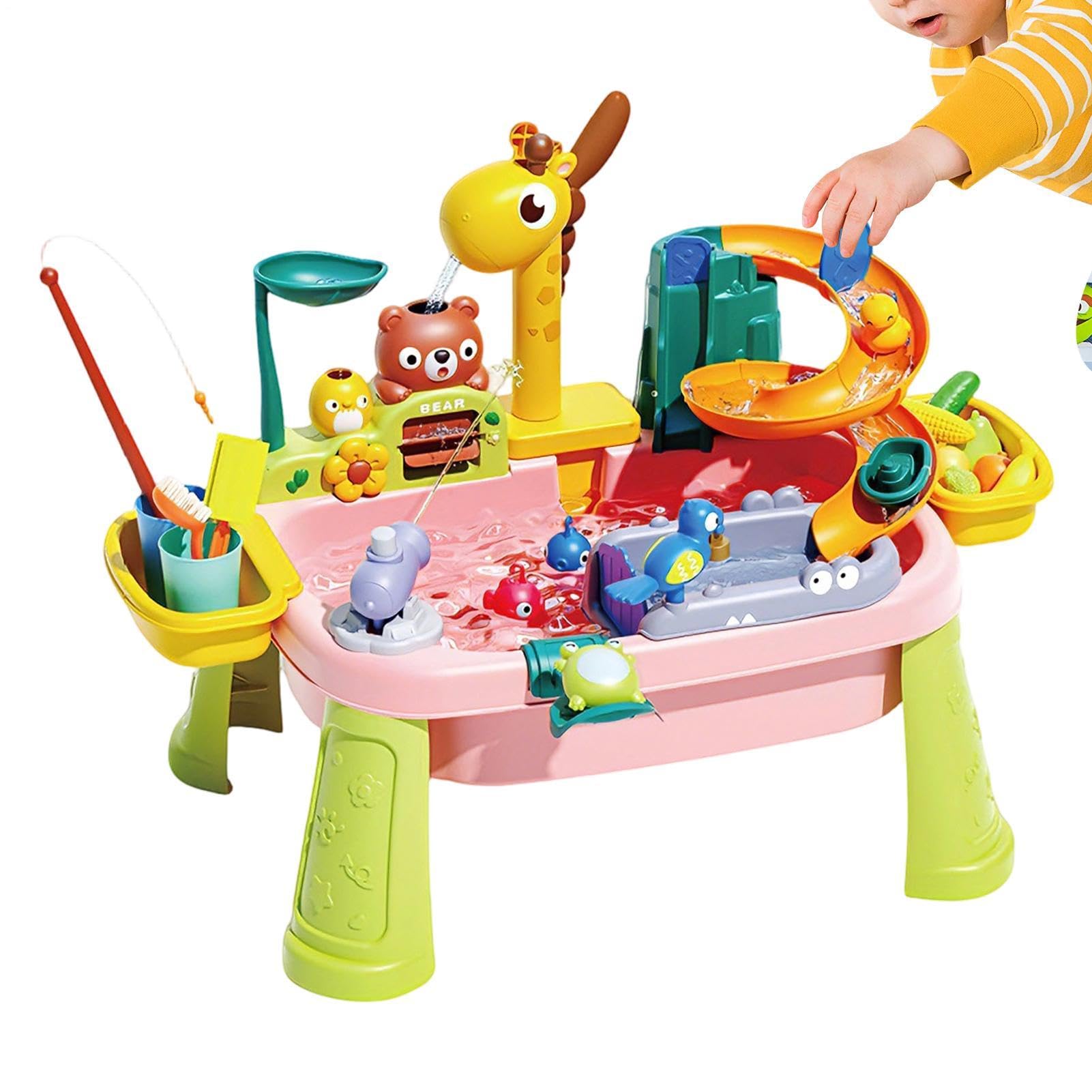 Water Table | Cute Giraffe Faucet Pretend Play Accessories | Summer Outside Sensory Activity Toys | for 1-5 Years Old Preschoolers Cognitive Development Hand-Eye Coordination