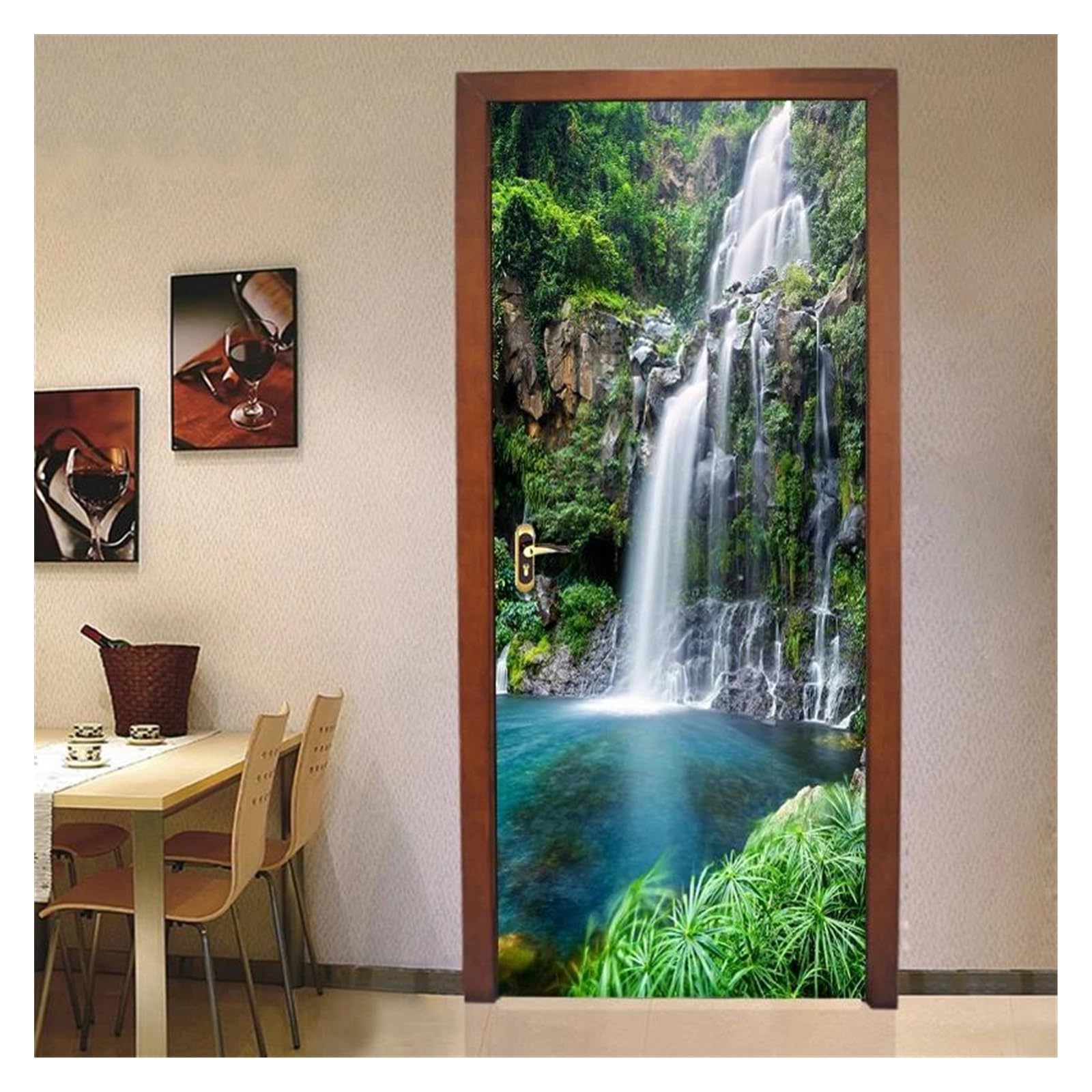 Sticker Papier Peint Photo 3D Cascade pour Transformer un Salon Sombre en Oasis