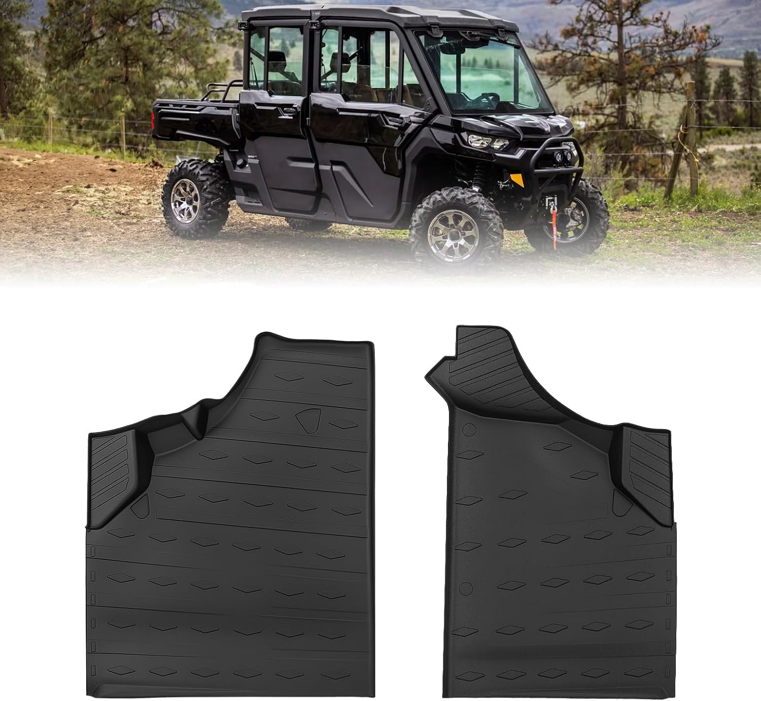 kemimoto front floor mats 2pcs, compatible with 2020-2026 can-am defender and defender max hd 5/7/8/9/10 tpe rubber mats anti-slip first row floor liner(with corner cut)