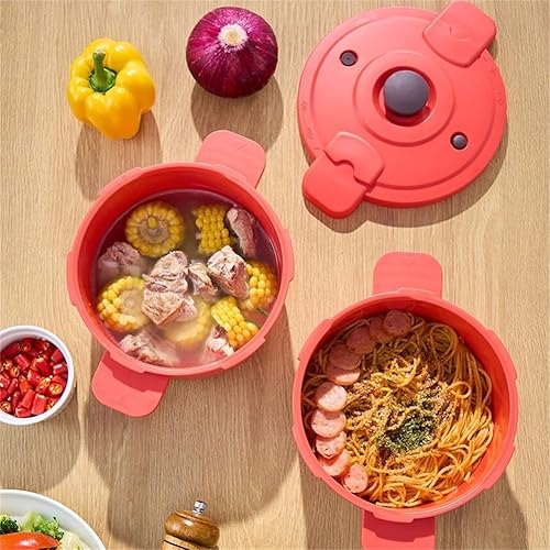 Miniatura 5 de Olla a presión para microondas, olla multifunción de 10.8 x 5.5 pulgadas para arroz, verduras, pasta, PP + silicona para cocinar saludable con tapa